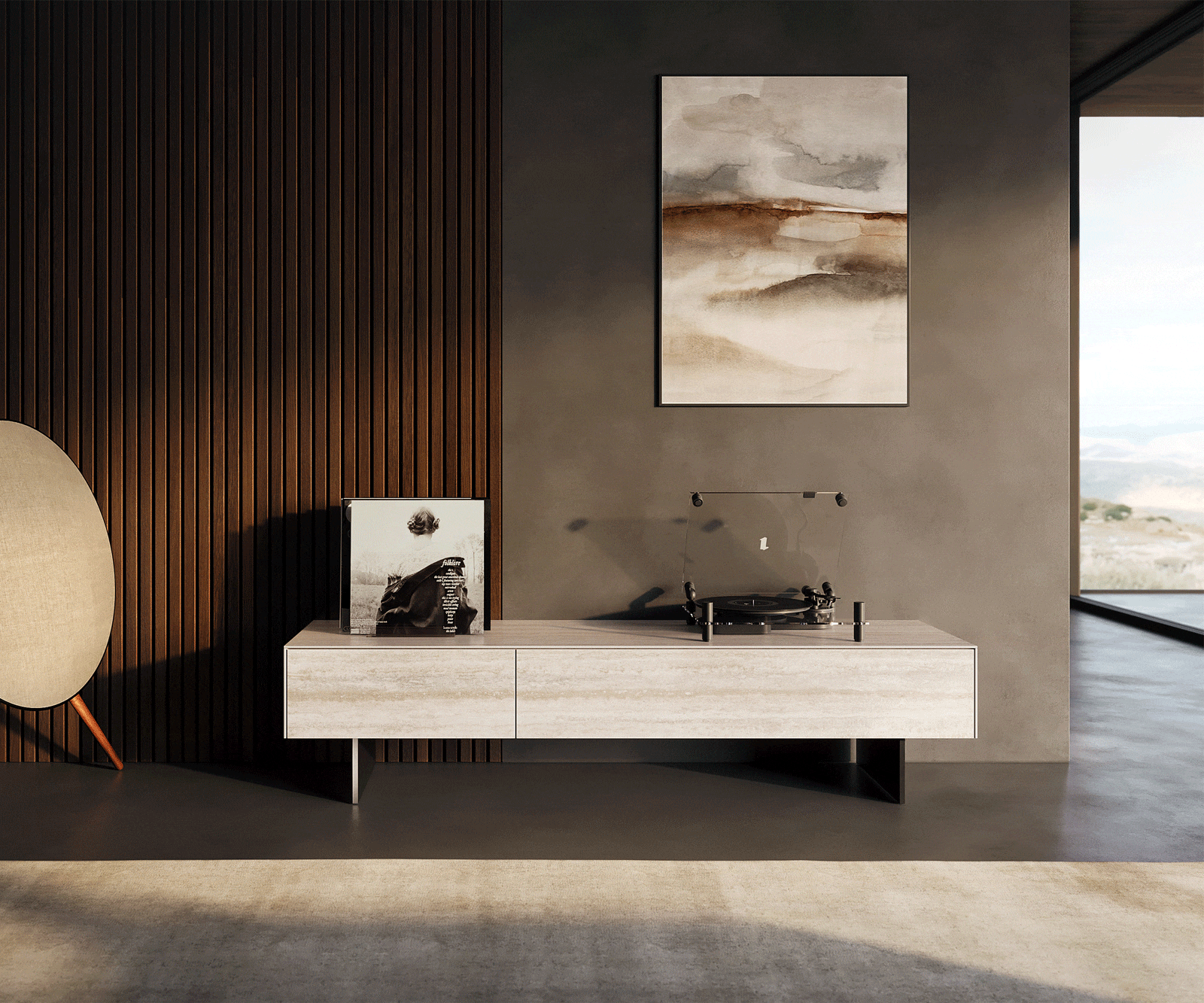 Meuble-TV Cuor 150 cm Céramique Laminam® Travertino Bianco Crème-blanc 1 Clapet 1 Tiroir Pied optique flottant Métal Noir 2 Meuble-TV Cuor 150 cm Céramique Laminam® Travertino Bianco Crème-blanc 1 Clapet 1 Tiroir Pied optique flottant Métal Noir 2