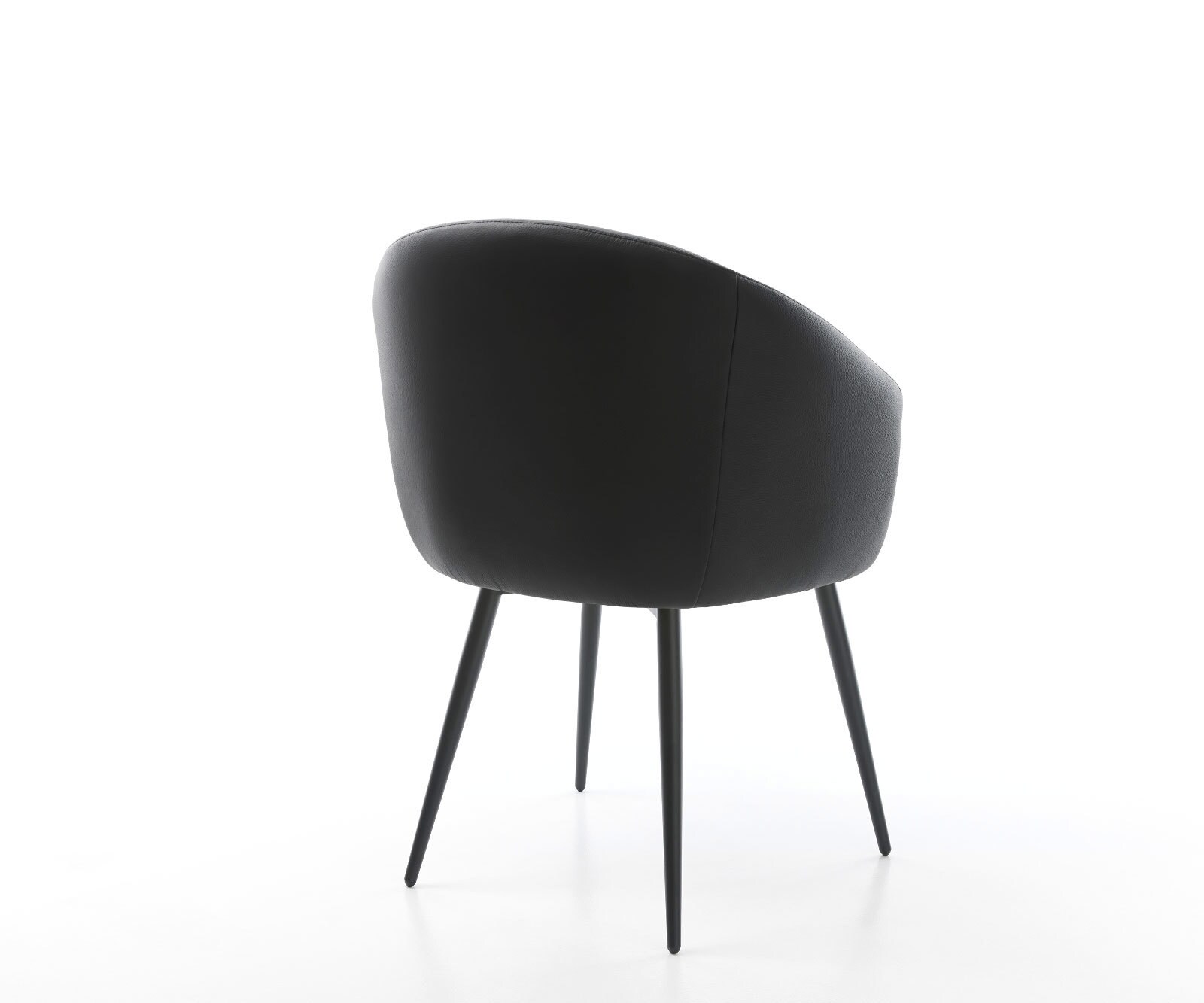 Chaise-de-salle-à-manger Caja-Flex avec accoudoirs cuir de vache noir 4 pieds coniques noir ressorts ensachés 5