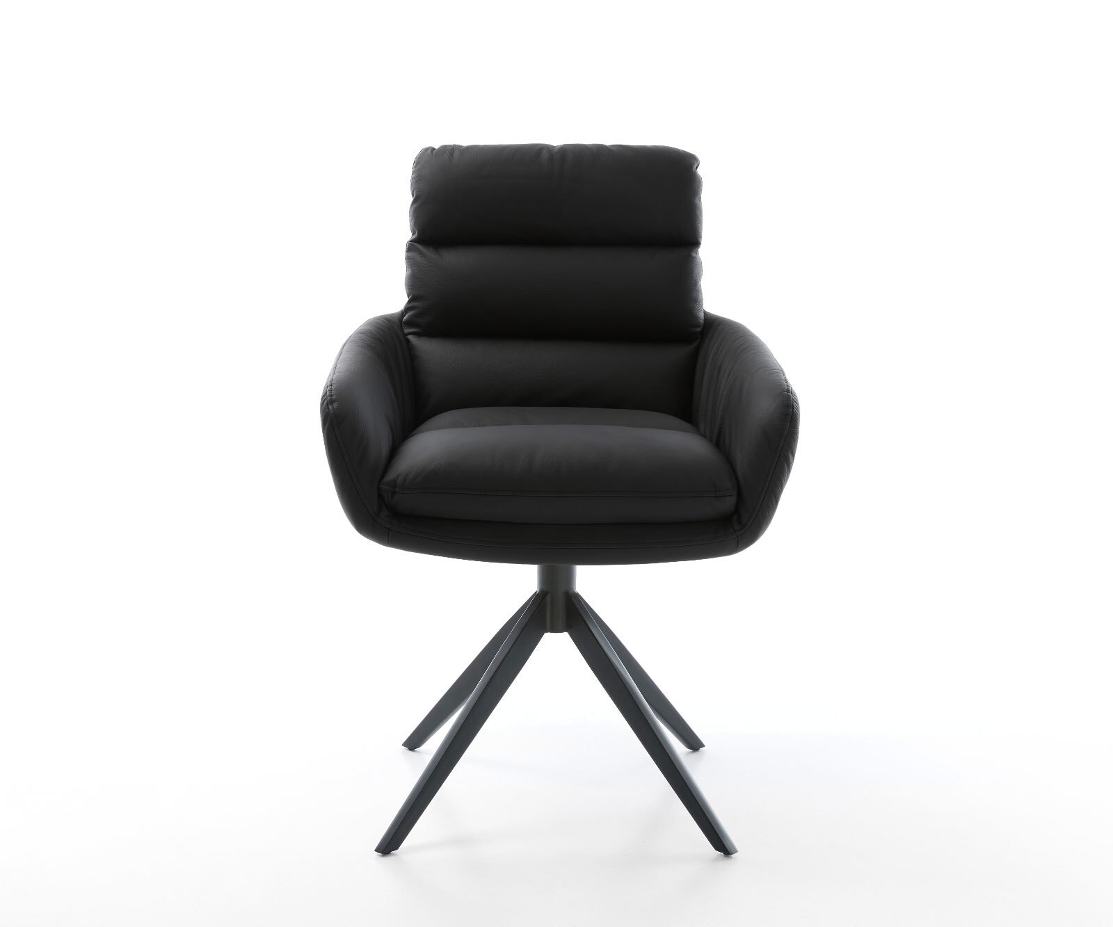 Chaise-pivotante Abelia-Flex cuir de vache noir pied croisé large noir pivotement sur 360° fonction bascule 1