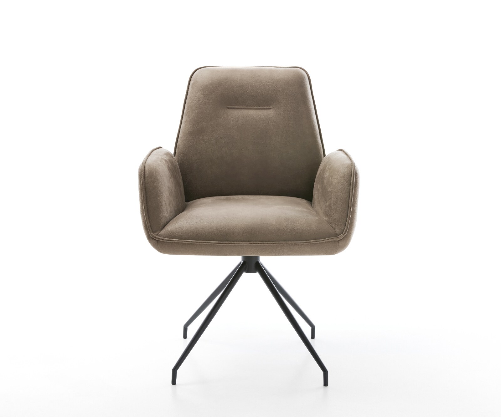 Chaise-de-salle-à-manger Zoa-Flex microvelours taupe vintage pied croisé conique noir ressorts ensachés 2