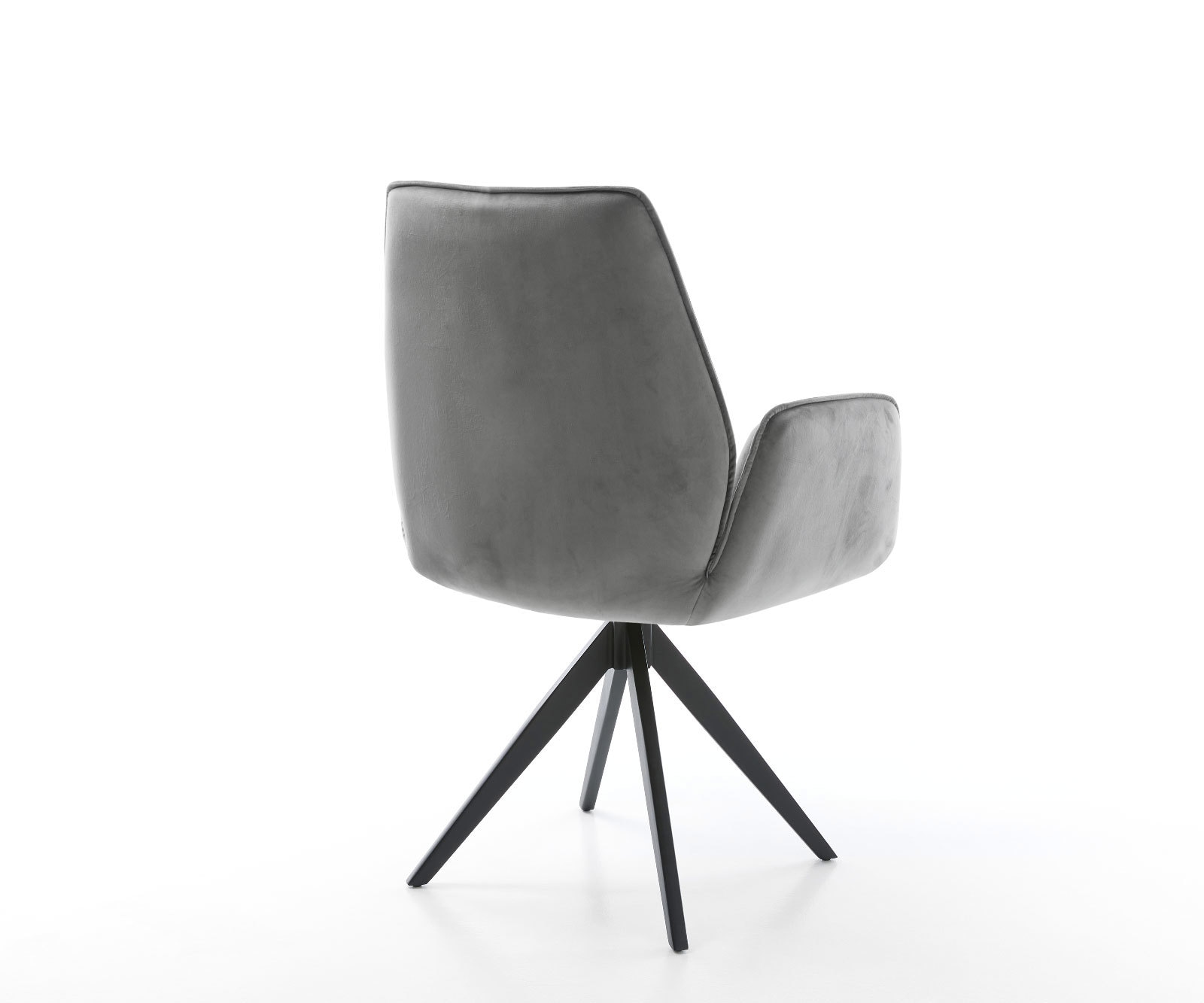 Chaise-de-salle-à-manger Zoa-Flex velours gris pied croisé angulaire noir ressorts ensachés 4 Chaise-de-salle-à-manger Zoa-Flex velours gris pied croisé angulaire noir ressorts ensachés 4