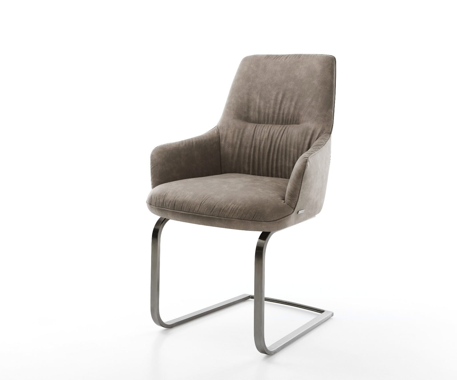 Cantilever Zelia-Flex avec accoudoirs microvelours taupe vintage pied cantilever plat grafiete ressorts ensachés