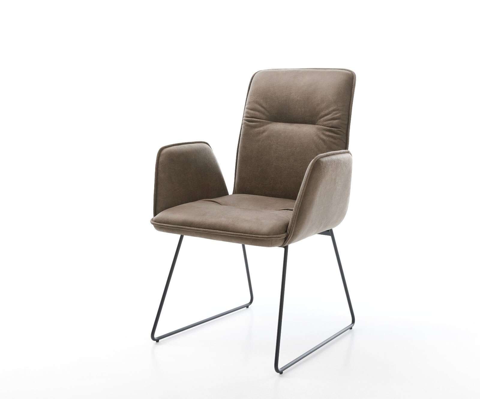 Chaise-de-salle-à-manger Vinja-Flex microvelours taupe vintage pied trapèze noir
