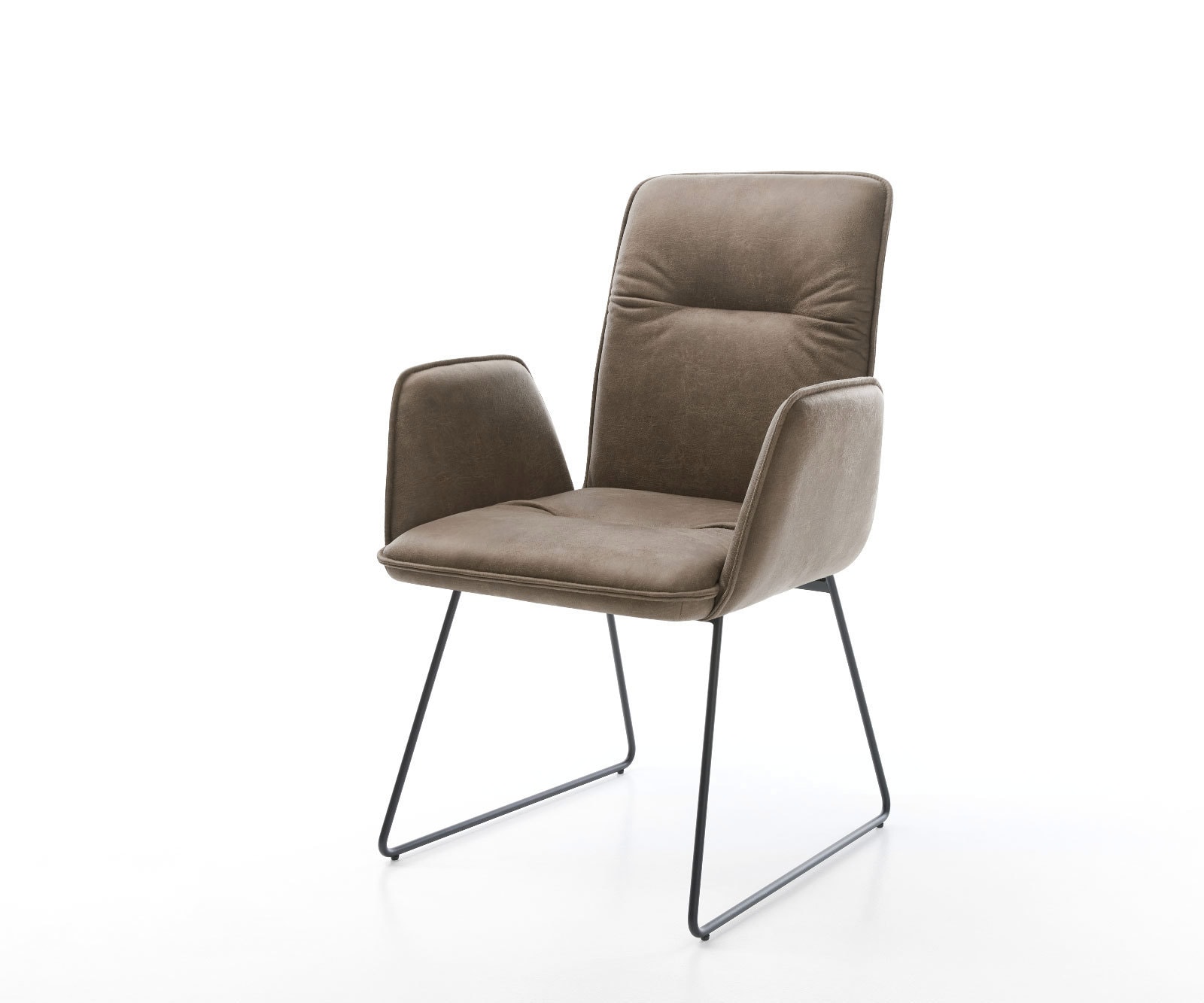 Chaise-de-salle-à-manger Vinja-Flex microvelours taupe vintage pied trapèze noir Chaise-de-salle-à-manger Vinja-Flex microvelours taupe vintage pied trapèze noir