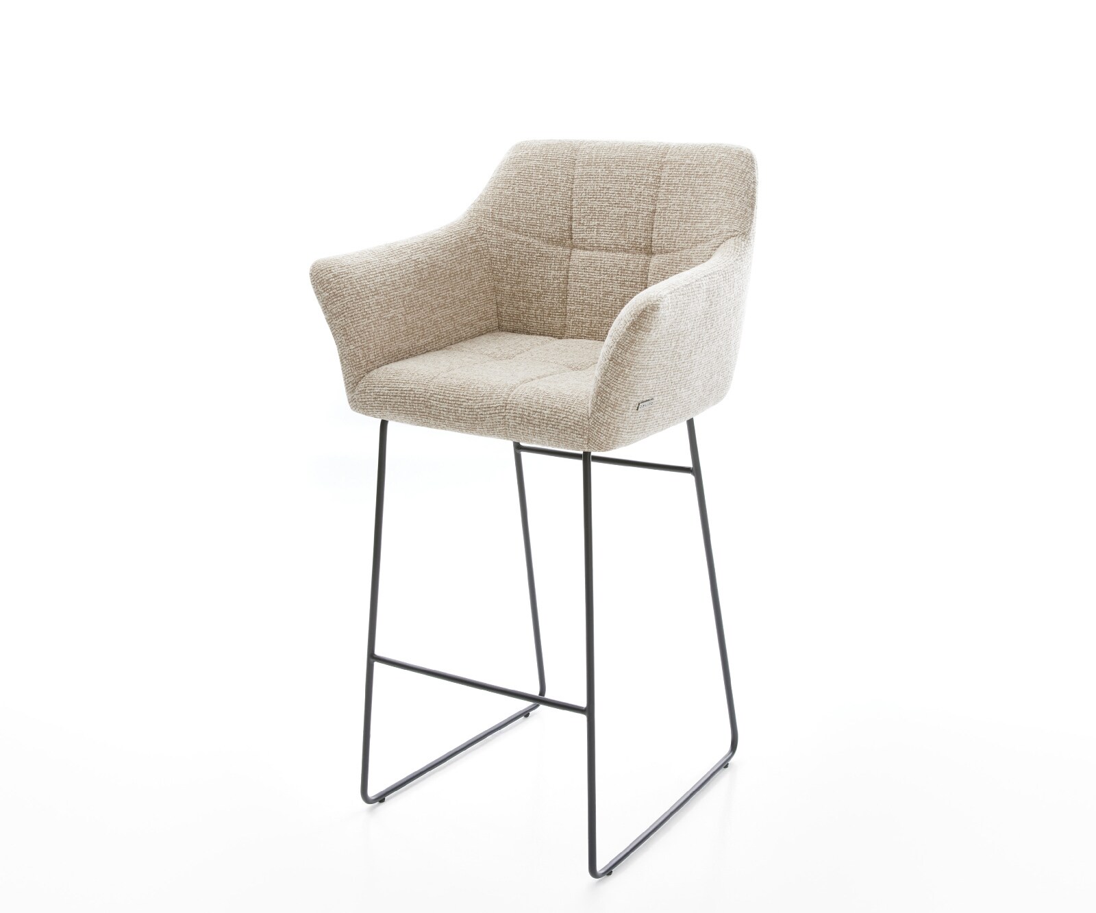 Chaise-de-bar Yulo-Flex Tissu tissé doux Beige Pied trapèze noir Noir 1