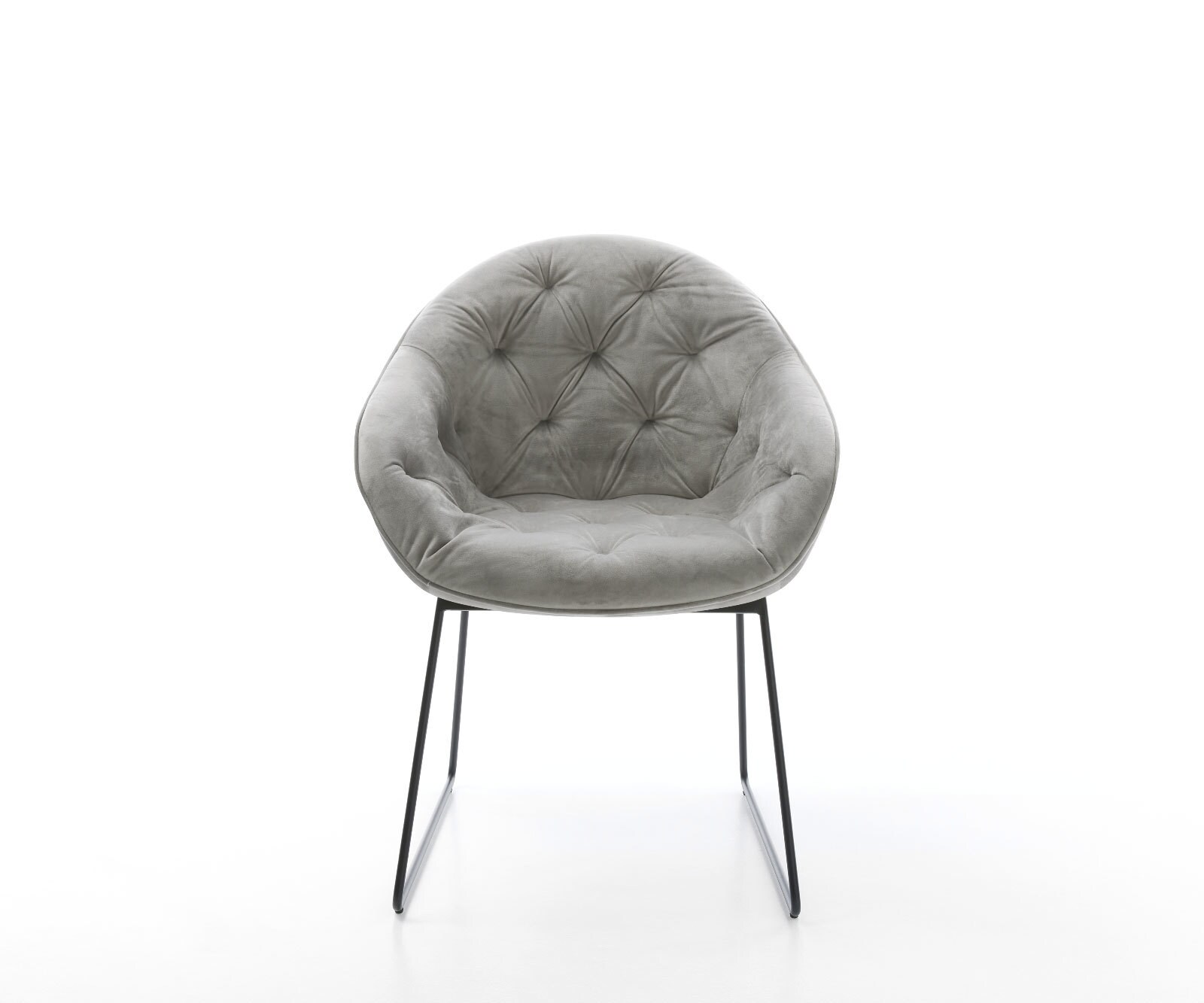 Chaise-de-salle-à-manger Gaio-Flex velours gris pied trapèze noir 1 Chaise-de-salle-à-manger Gaio-Flex velours gris pied trapèze noir 1