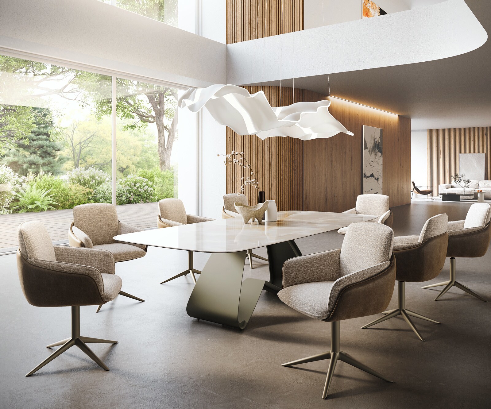 Table à manger Edge Boot 270x120 cm Céramique Iris FMG Onice Grigio piètement en W Métal Finition effet Titan 7