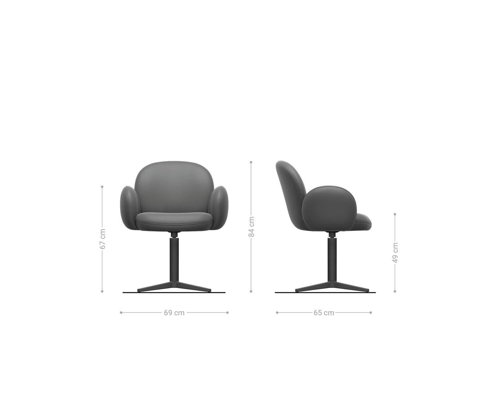 Chaise-pivotante Nube-Flex avec accoudoirs bouclé blanc pied de chaise 4 branches noir pivotement sur 360° ressorts ensachés 6