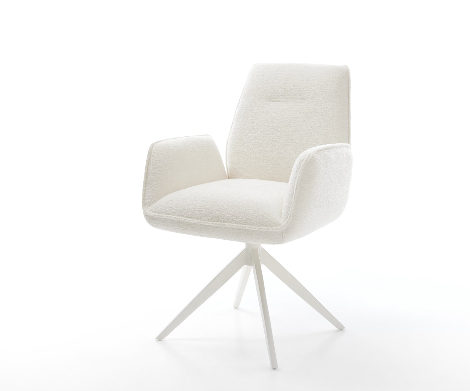 Chaise-pivotante Zoa-Flex bouclé doux beige pied croisé large blanc pivotement sur 360° fonction bascule ressorts ensachés 1