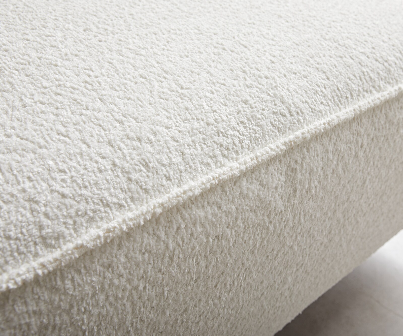 Grand canapé d’angle Lanzo 300x210 cm bouclé blanc crème méridienne réversible avec pouf 6