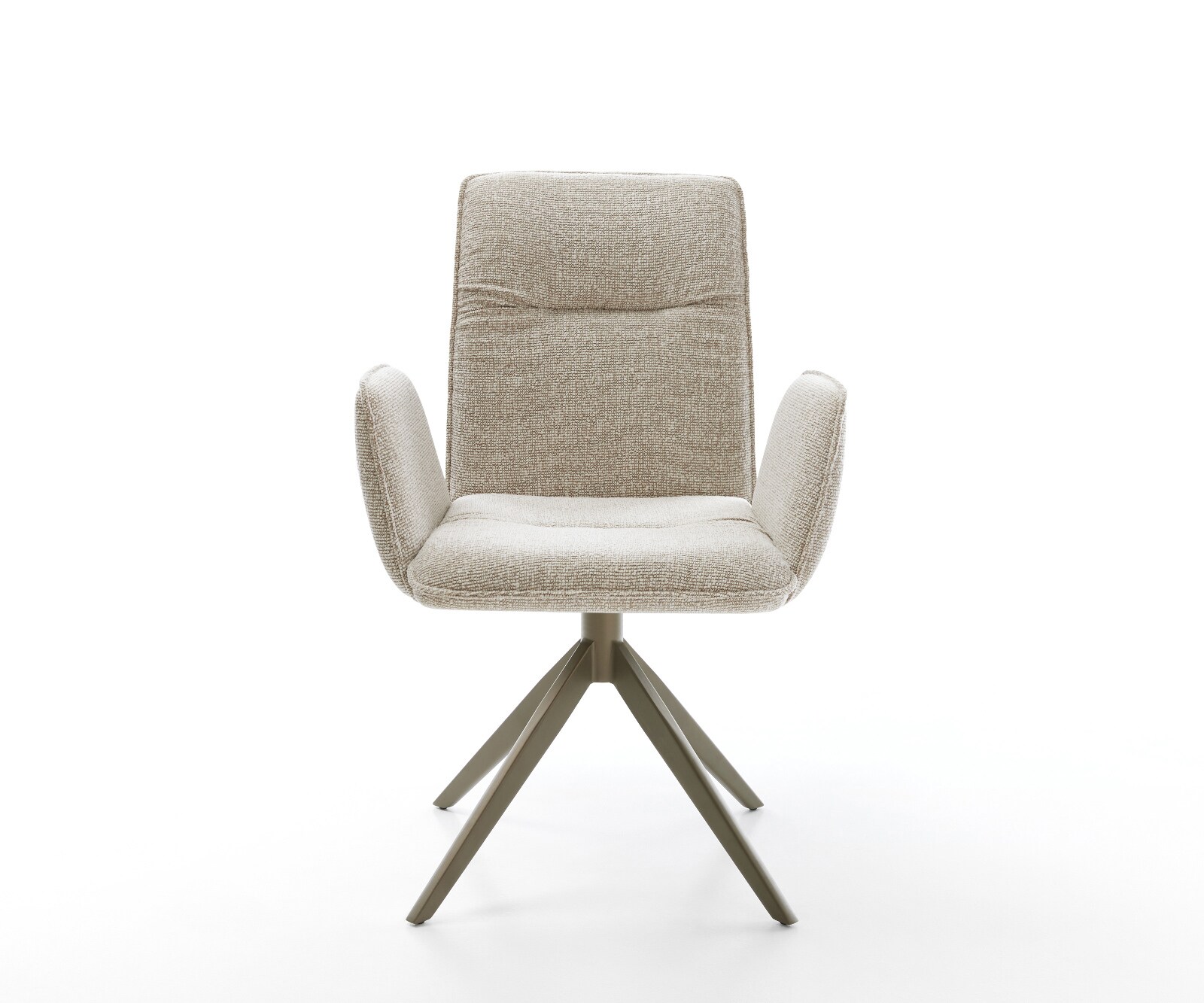 Chaise-pivotante Vinja-Flex tissu tissé doux beige pied croisé large aspect titane pivotement sur 360° fonction bascule 2