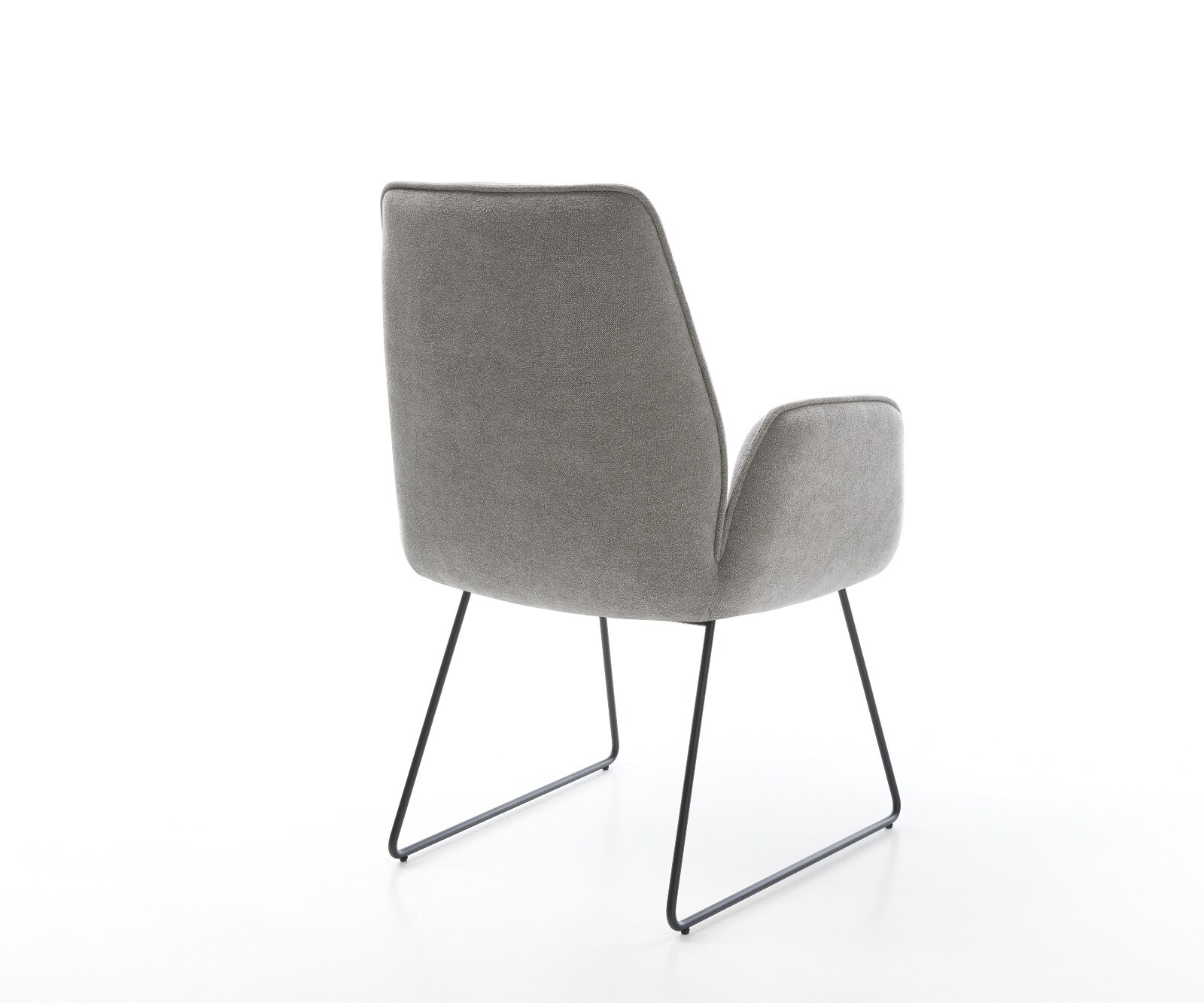Chaise-de-salle-à-manger Zoa-Flex tissu structuré doux gris pied trapèze noir resorts ensachés 5