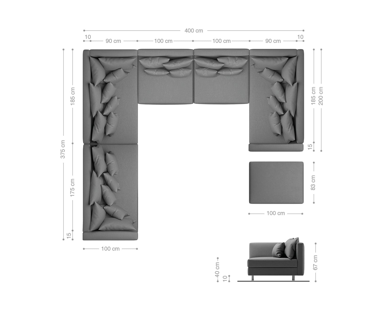 Canapé-panoramique Clovis XXL blanc noir avec tabouret et accoudoirs poufs gauche 6 Canapé-panoramique Clovis XXL blanc noir avec tabouret et accoudoirs poufs gauche 6