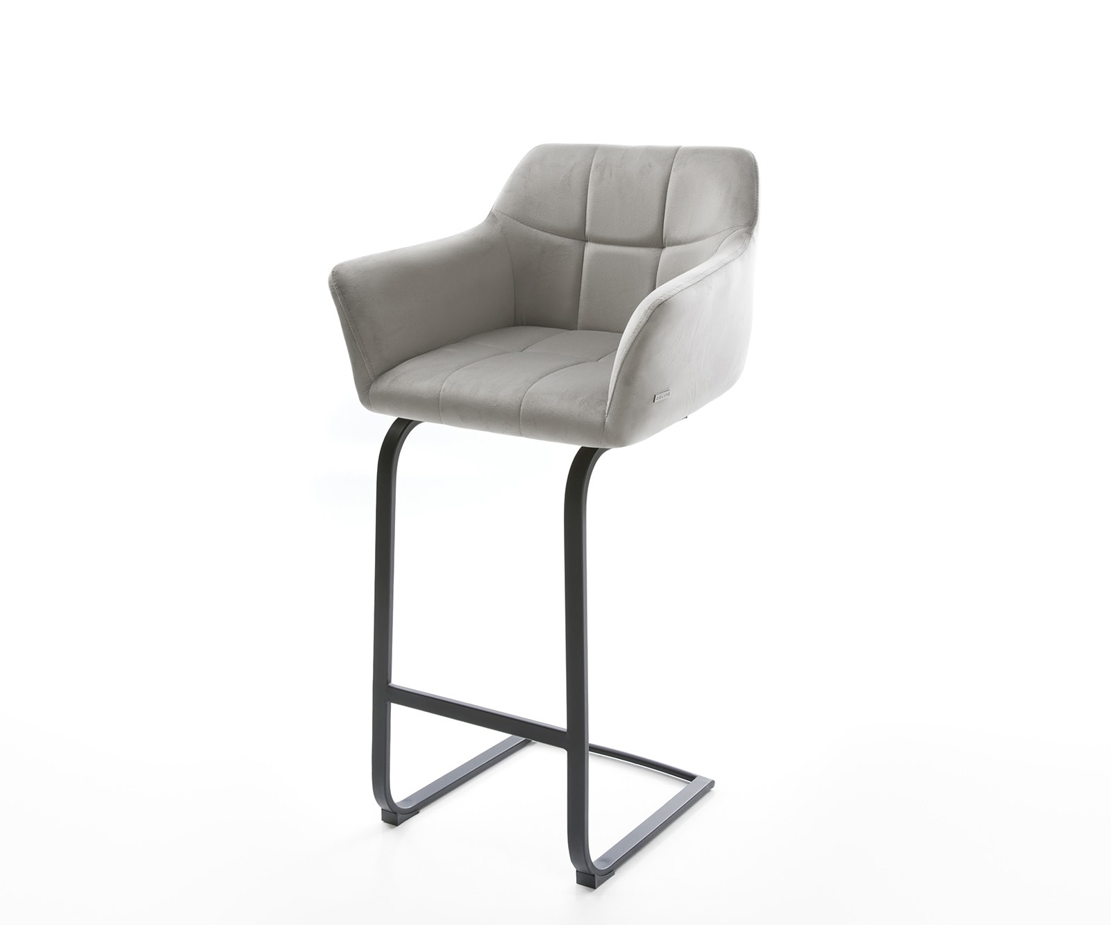 Chaise-de-bar Yulo-Flex velours gris chaise cantilever métal plat Chaise-de-bar Yulo-Flex velours gris chaise cantilever métal plat