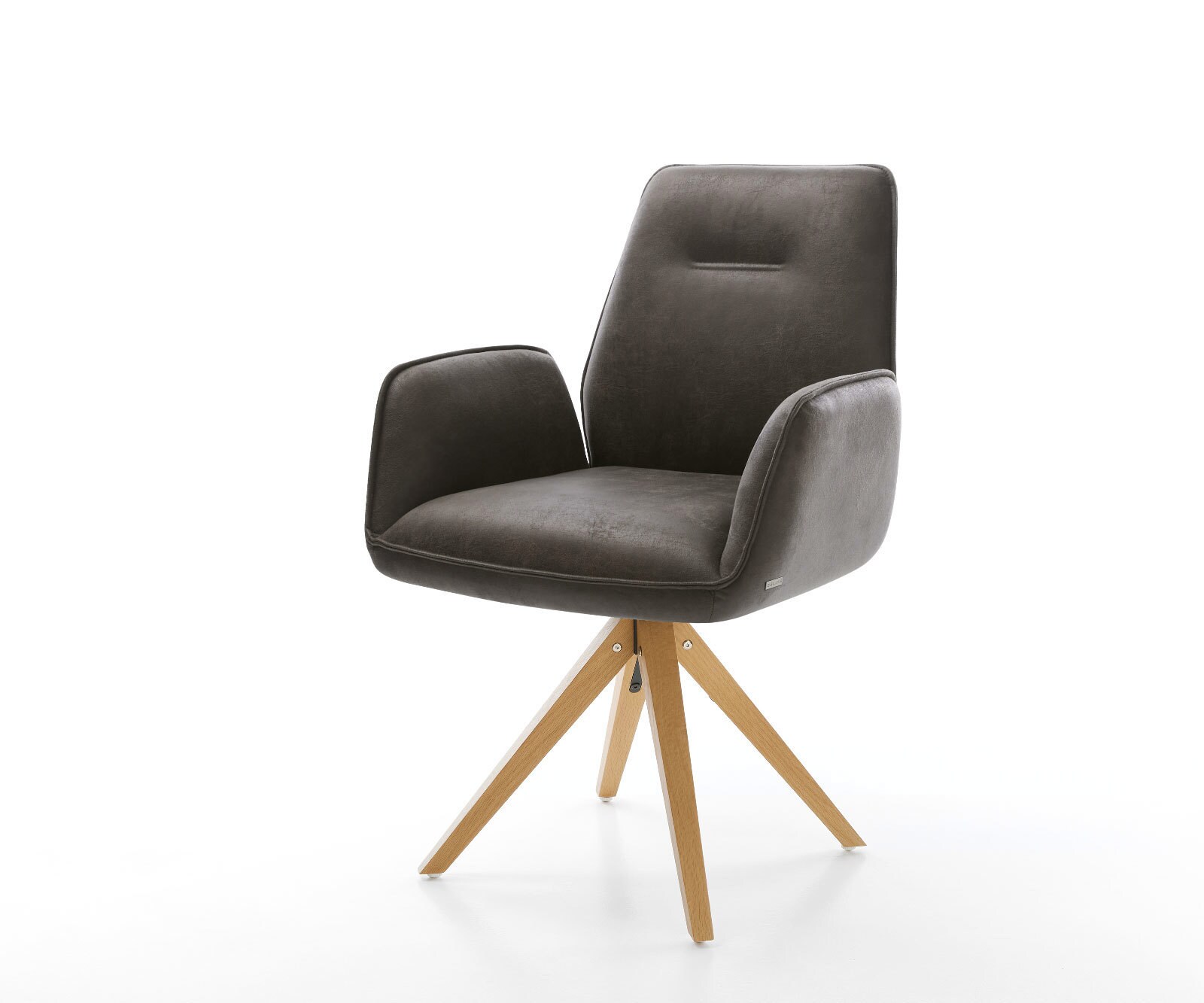 Chaise-de-salle-à-manger Zoa-Flex microvelours anthracite vintage pied en bois angulaire naturel ressorts ensachés