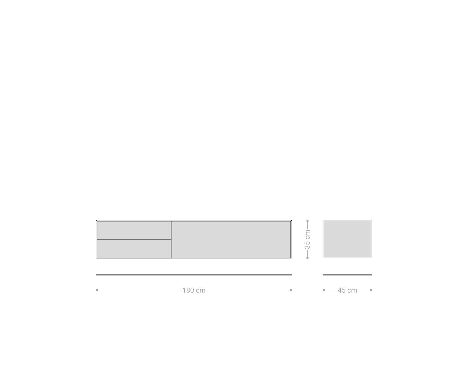Meuble-TV Cuor 180 cm Céramique Laminam® Travertino Bianco Crème-blanc 1 Clapet 2 Tiroirs Flottant 6
