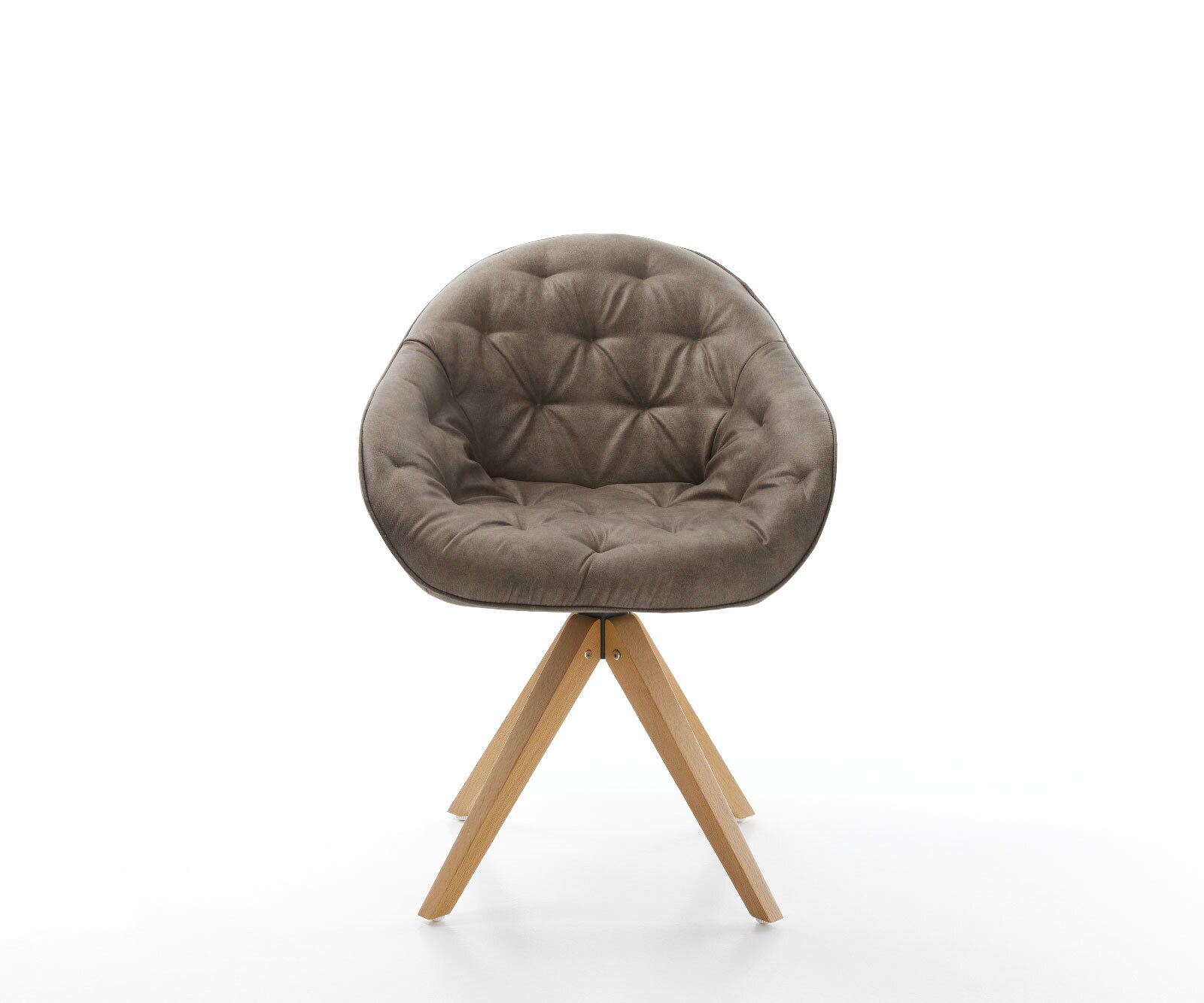 Chaise-de-salle-à-manger Gaio-Flex microvelours taupe vintage pied en bois angulaire naturel 1 Chaise-de-salle-à-manger Gaio-Flex microvelours taupe vintage pied en bois angulaire naturel 1