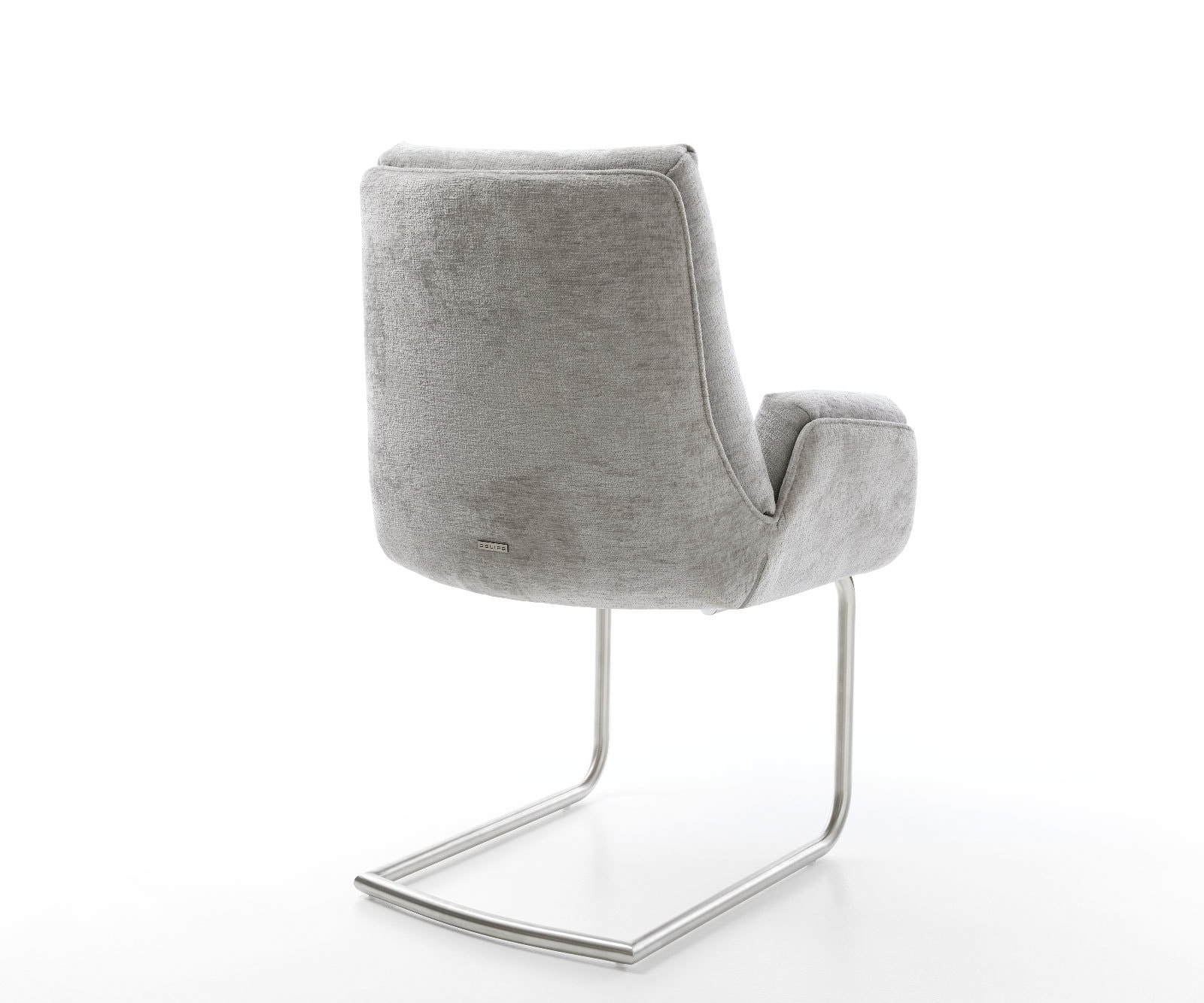 Cantilever Clea-Flex chenille gris argenté pied cantilever rond acier inoxydable brossé 4 Cantilever Clea-Flex chenille gris argenté pied cantilever rond acier inoxydable brossé 4