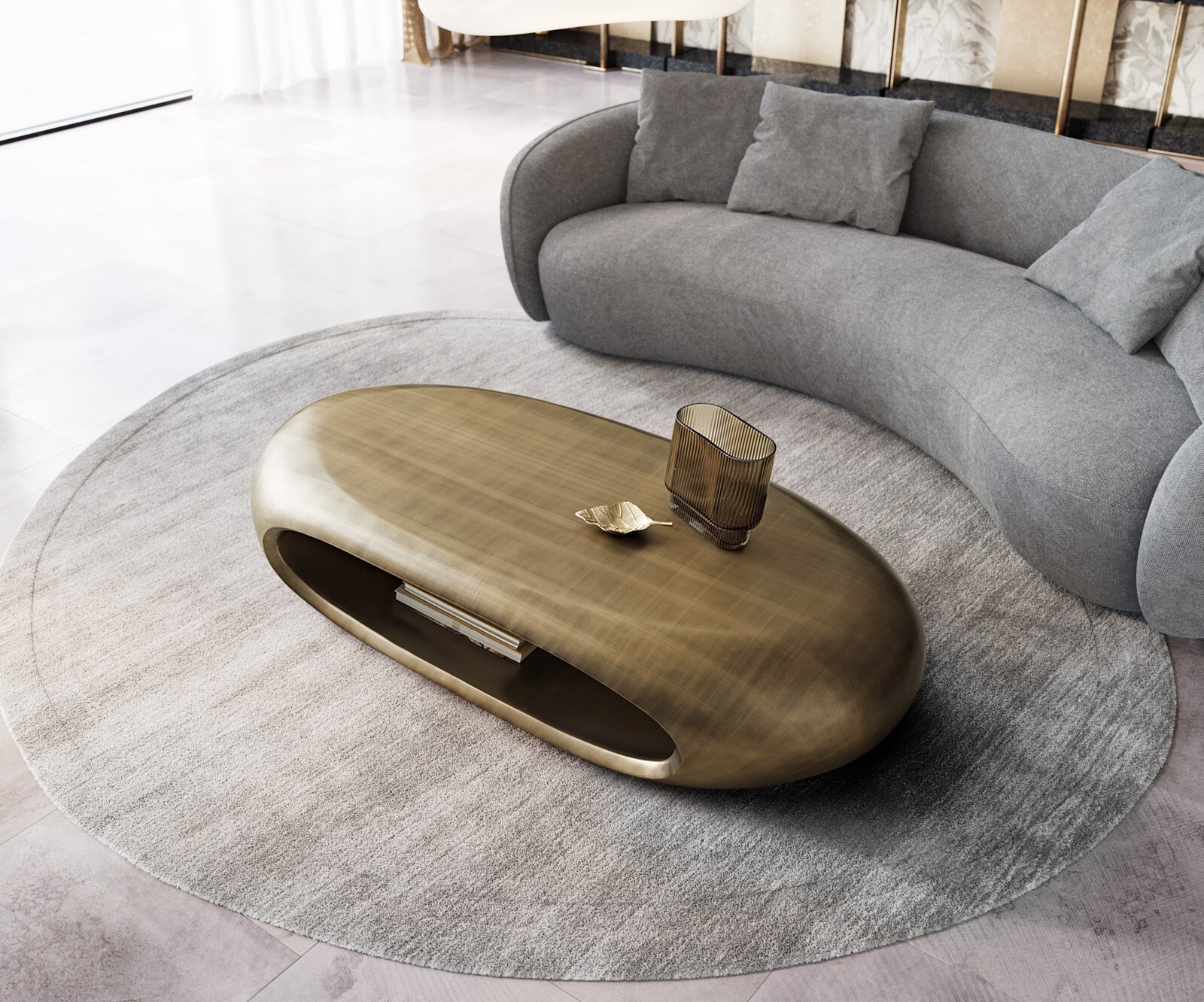 Table basse Sinor 140x65 cm métallique or brossé 3