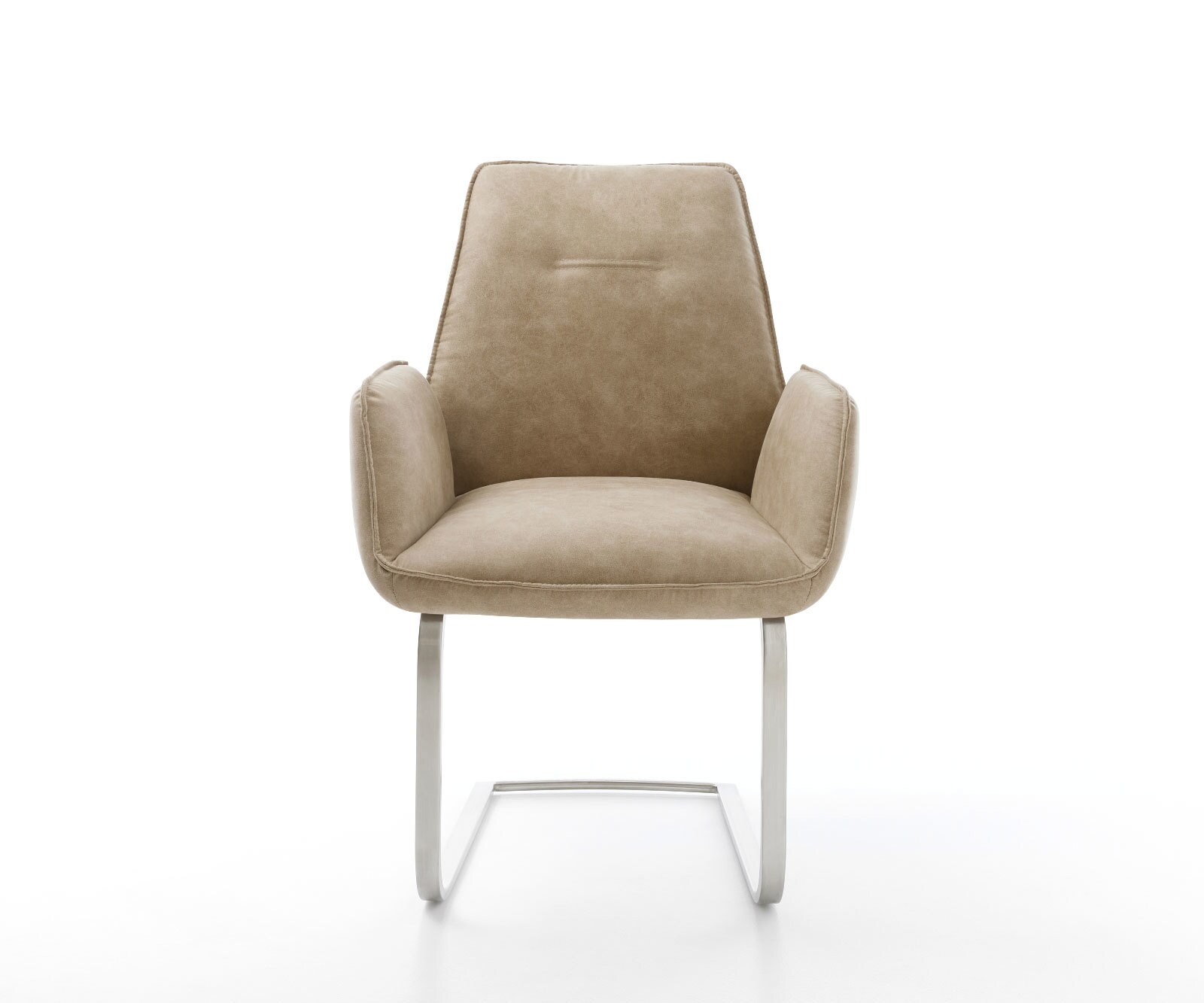 Cantilever Zoa-Flex microvelours beige vintage pied cantilever plat acier inoxydable brossé ressorts ensachés 1