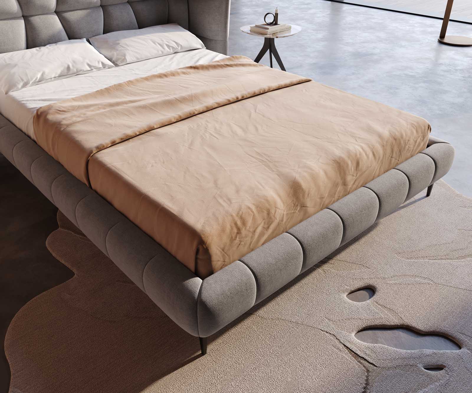 Sommier rembourré Capujo 140x200 cm microfibre grise 4