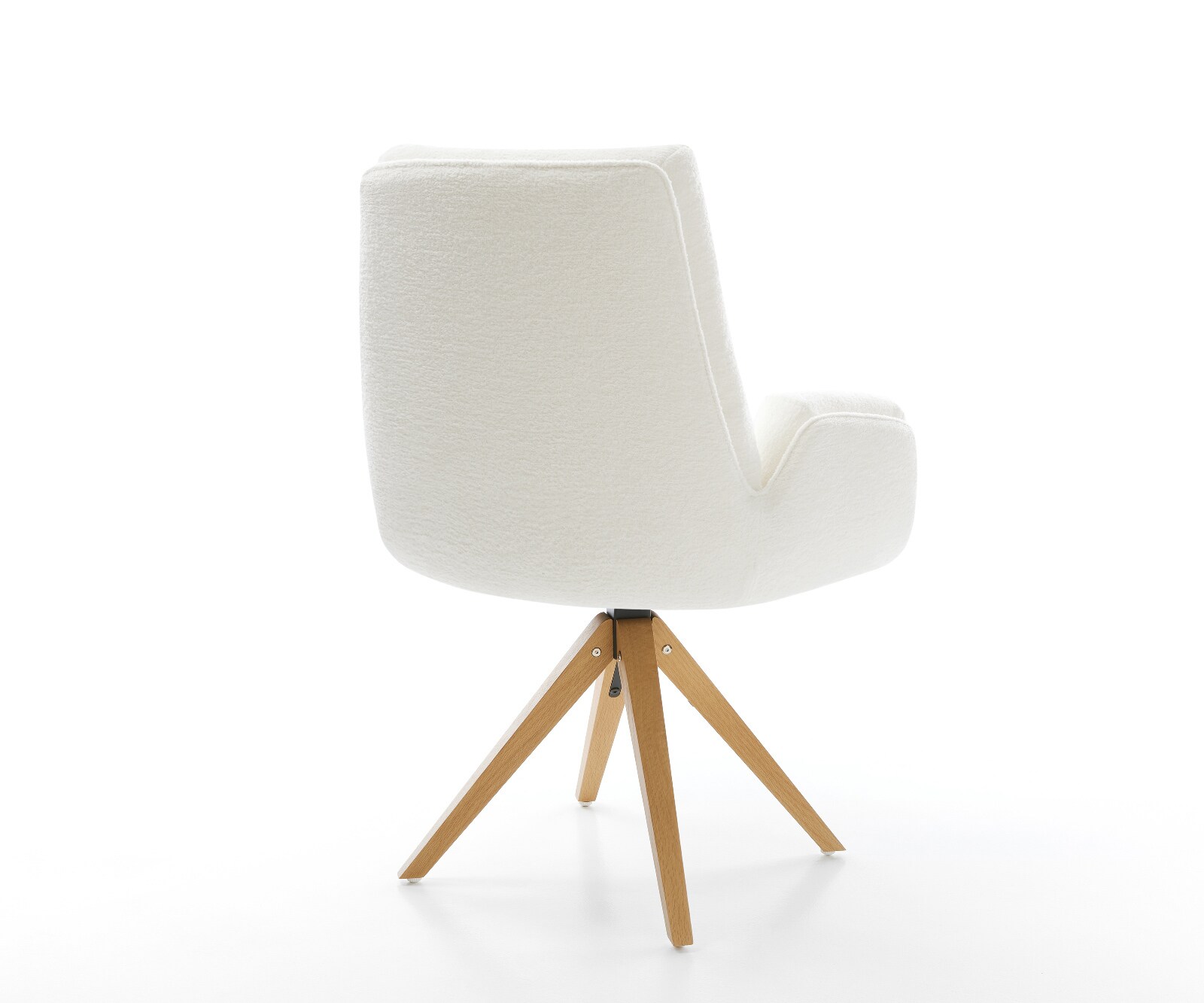 Chaise-pivotante Clea-Flex bouclé doux beige pied en bois angulaire naturel pivotement sur 180° 4