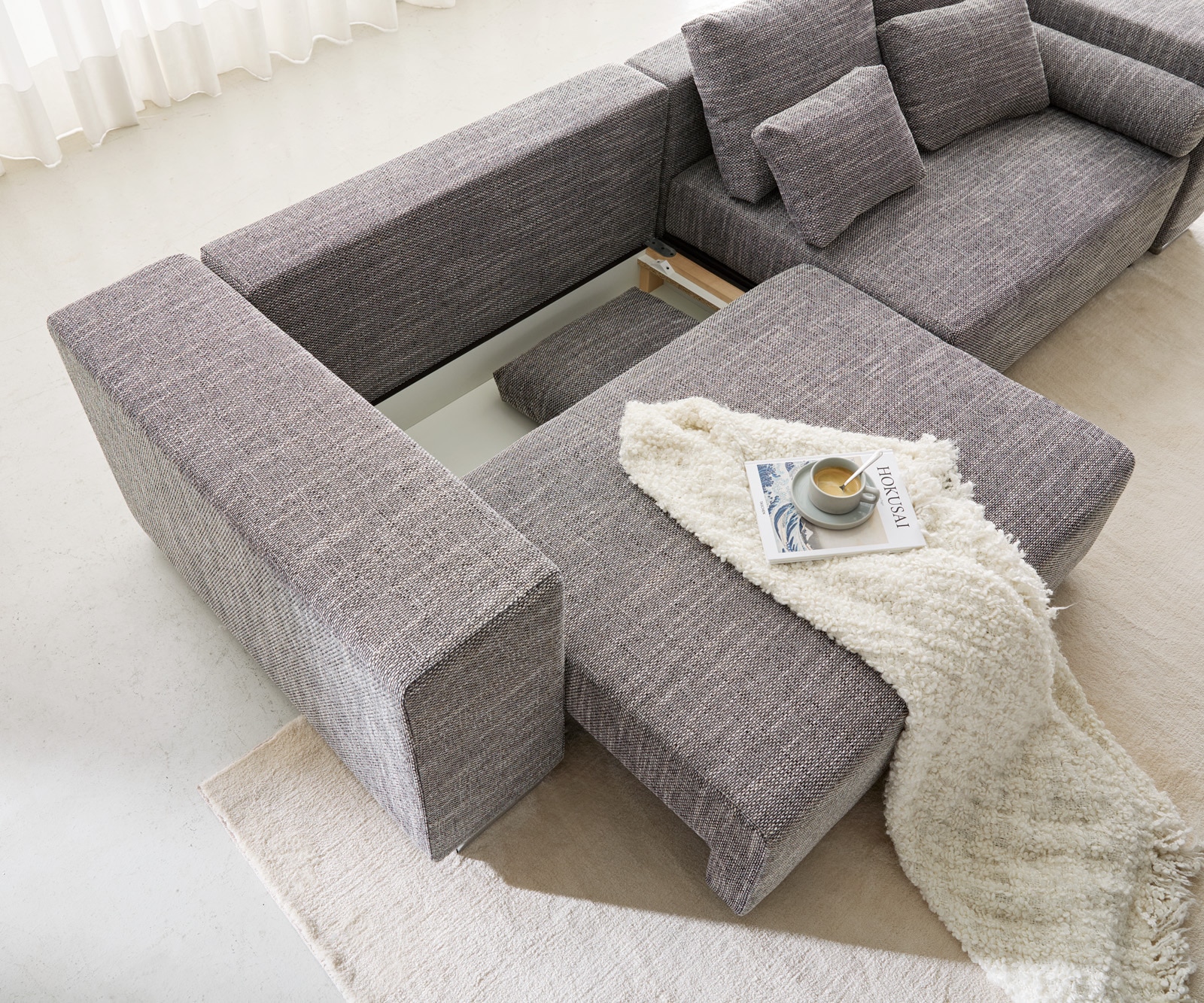 Grand Canapé Marbeya 290x110 cm gris clair avec fonction lit 6 Grand Canapé Marbeya 290x110 cm gris clair avec fonction lit 6