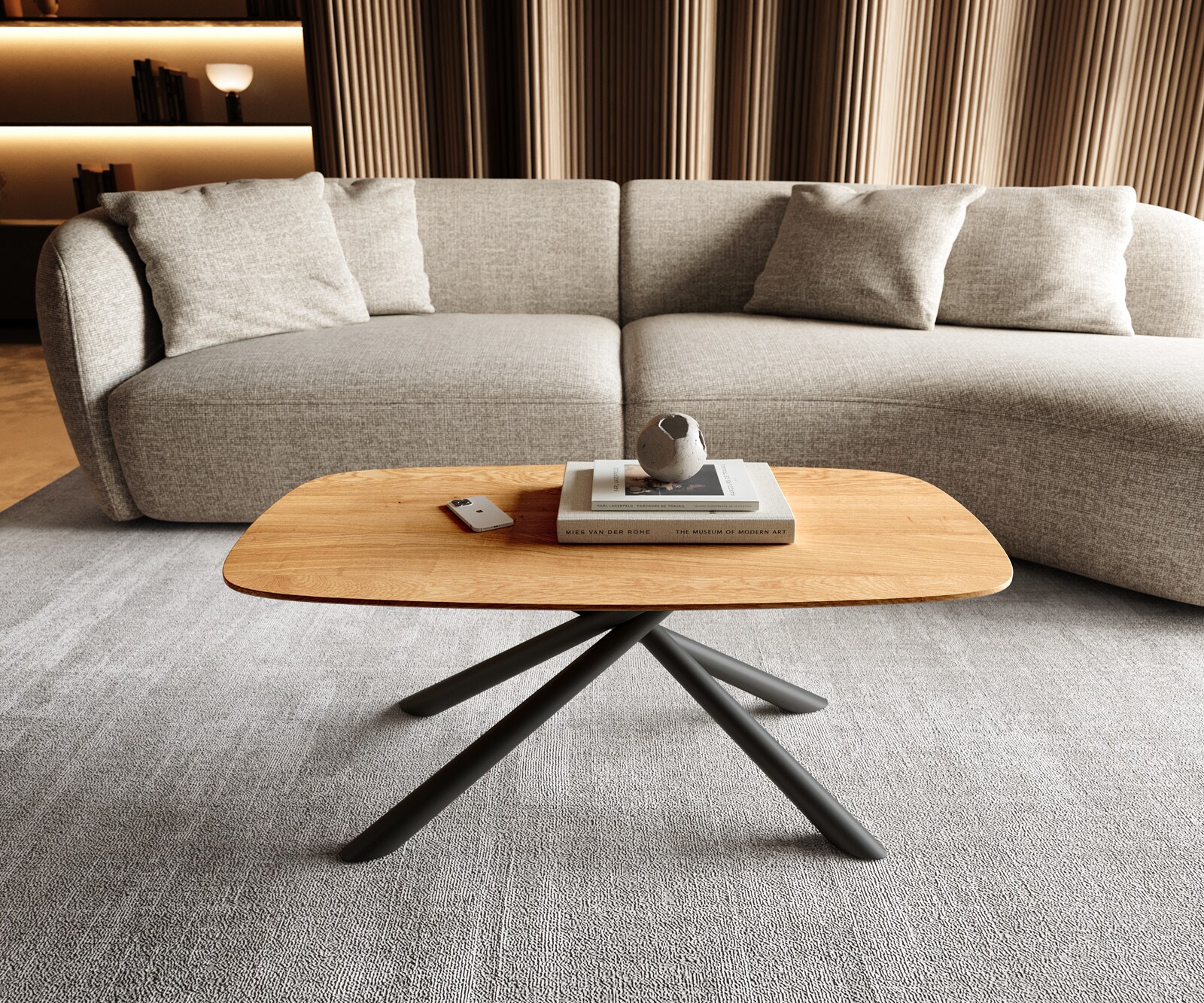 Table basse Edge Boot 100x50 cm chêne naturel bord suisse Sarity métal noir 1