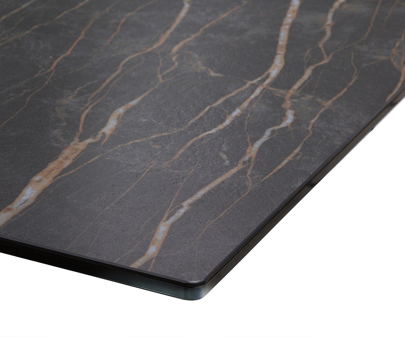 Table-à-manger Edge 200x100cm Laminam® céramique marron pieds milieu acier plat noir 4