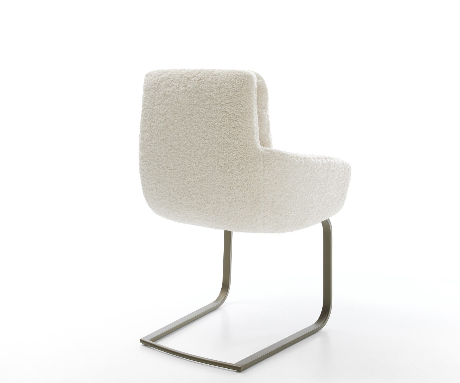 Cantilever Abelia-Flex avec accoudoirs tissu teddy beige pied cantilever plat aspect titane 4