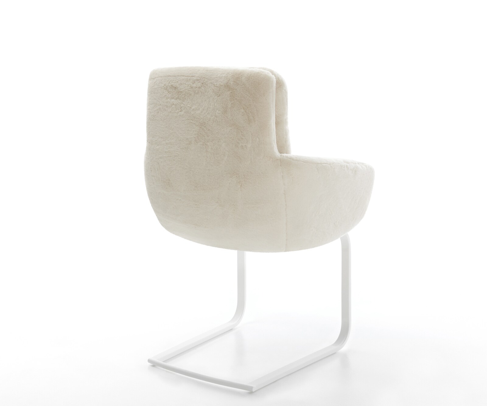 Cantilever Abelia-Flex avec accoudoirs peluche crème-blanc pied cantilever plat blanc 4
