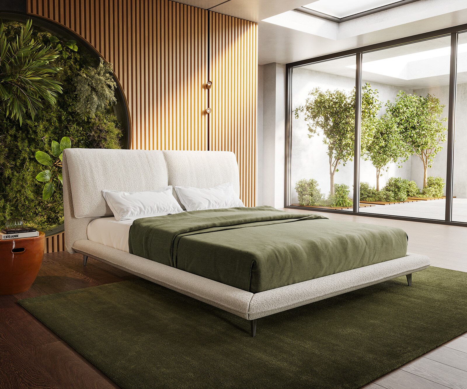 Sommier rembourré Cusino 140x200 cm Bouclé Crème-Blanc