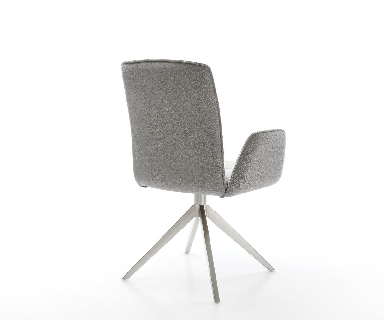 Chaise-pivotante Vinja-Flex tissu structuré doux gris pied croisé large acier inoxydable pivotement sur 360° fonction bascule 5