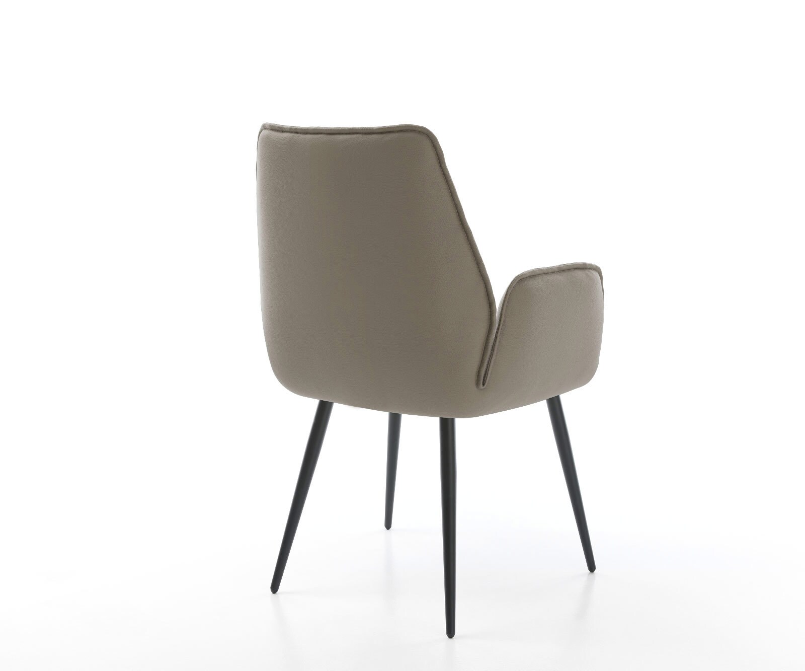 Chaise-de-salle-à-manger Zoa-Flex cuir de vache couleur boue 4 pieds coniques noir ressorts ensachés 4