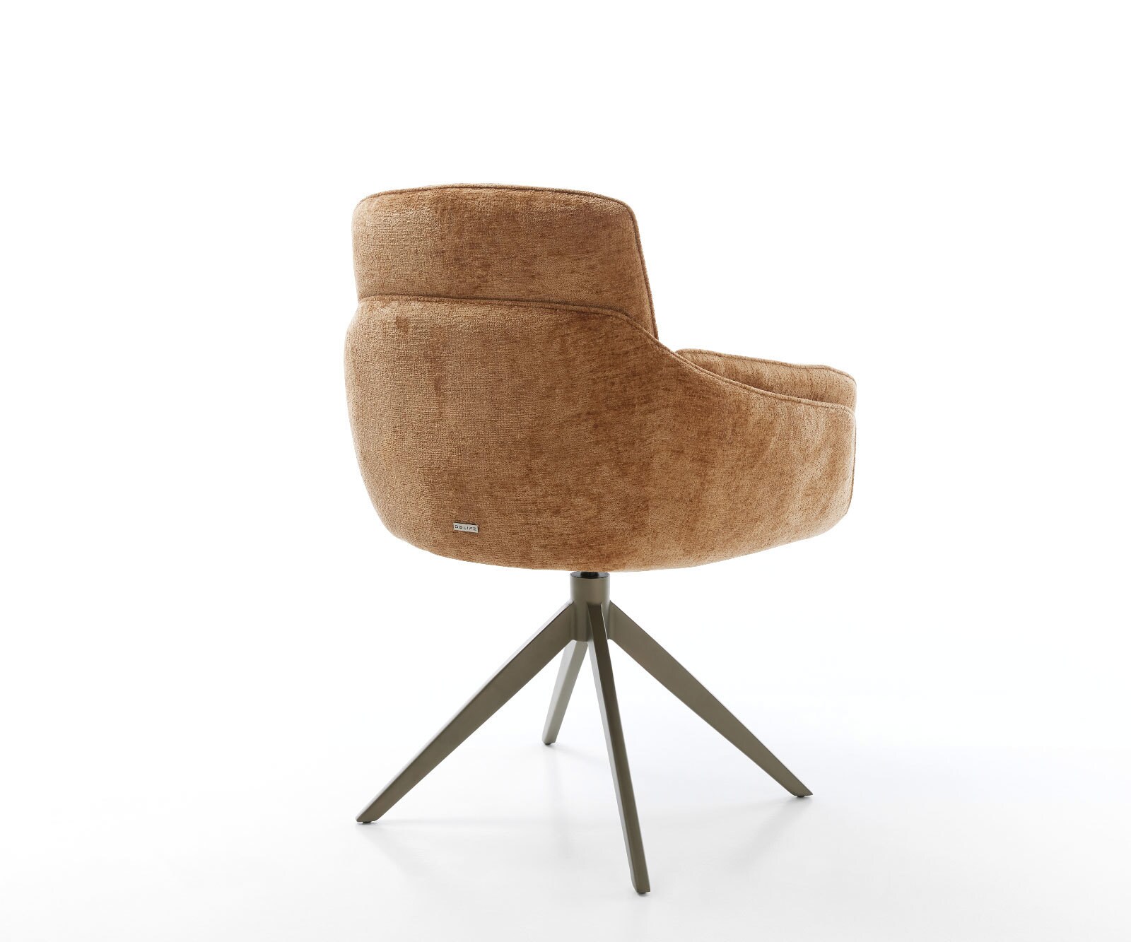 Chaise-pivotante Luan-Flex avec accoudoirs chenille rouille pied croisé large aspect titane pivotement sur 360° fonction bascule 4 Chaise-pivotante Luan-Flex avec accoudoirs chenille rouille pied croisé large aspect titane pivotement sur 360° fonction bascule 4