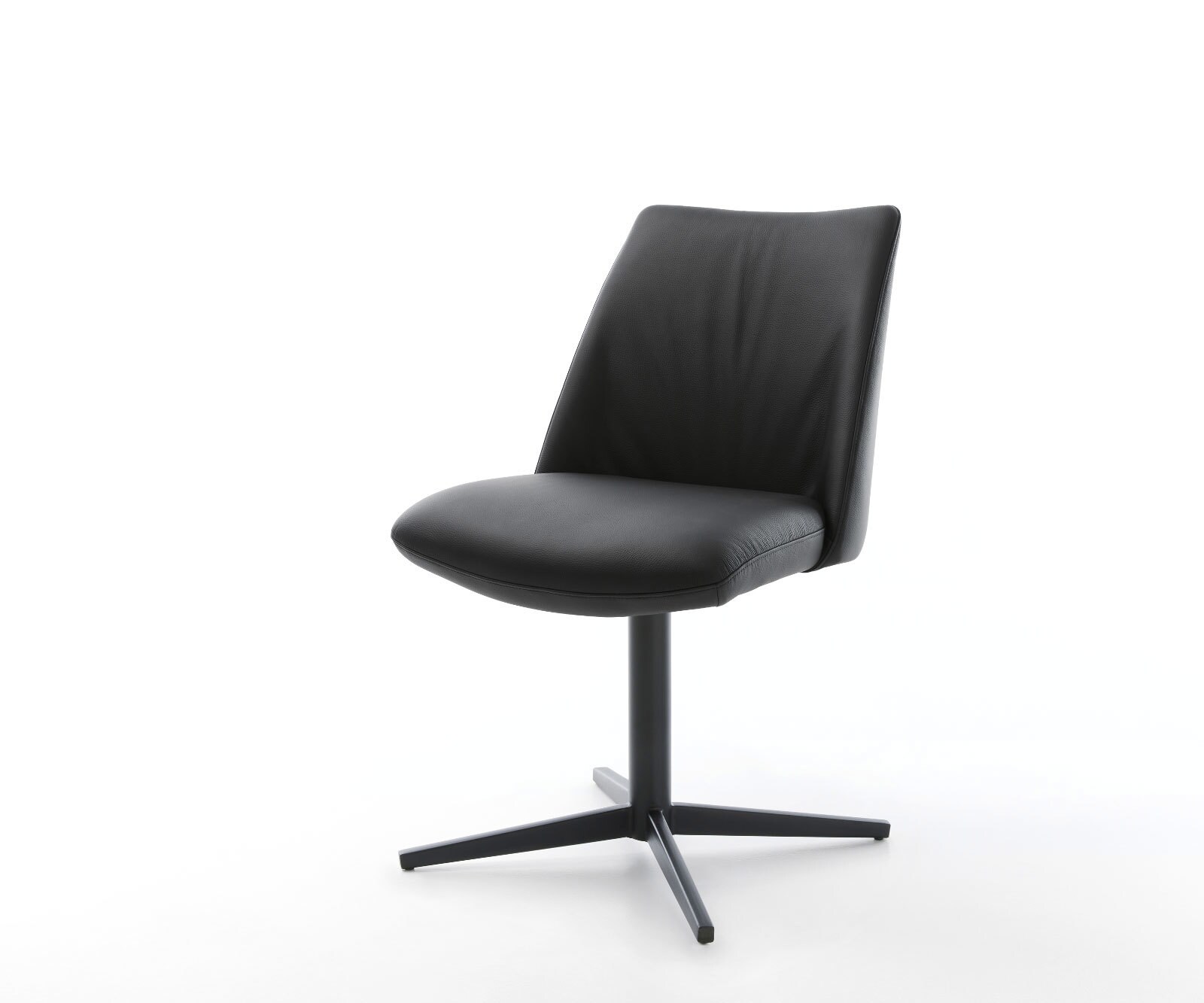 Chaise-pivotante Elso-Flex cuir de vache noir pied de chaise 4 branches noir pivotement sur 360° ressorts ensachés