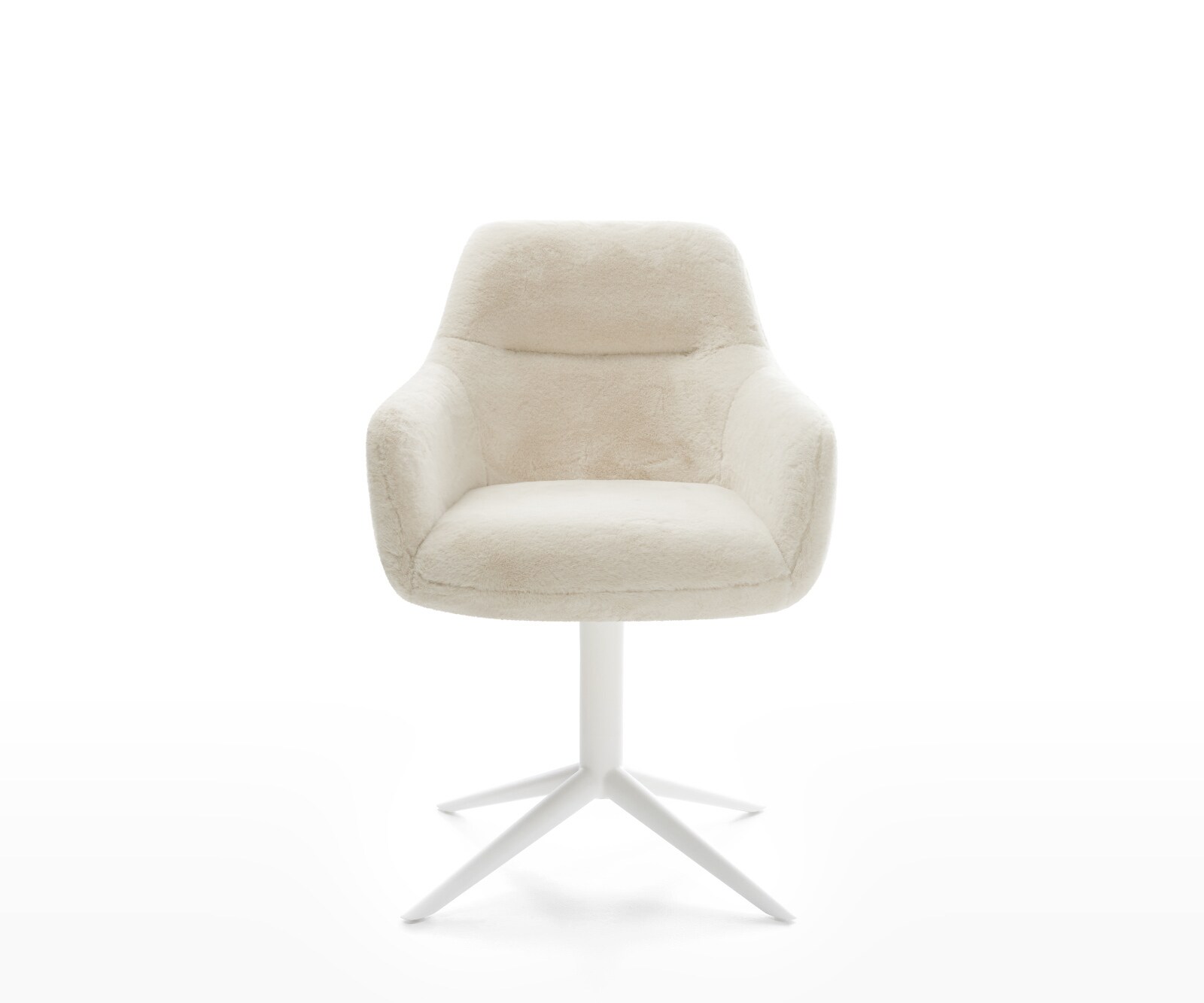 Chaise-pivotante Pejo-Flex peluche crème-blanc pied de chaise 4 branches blanc pivotement sur 360° fonction bascule resorts ensachés 1