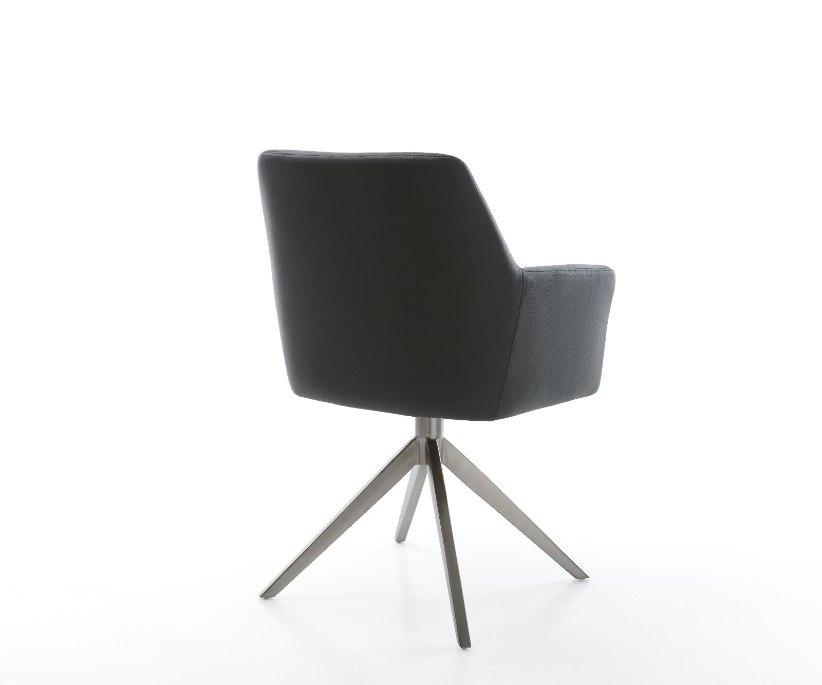 Chaise-pivotante Xana-Flex avec accoudoirs cuir de vache noir pied croisé large grafiete pivotement sur 360° fonction bascule ressorts ensachés 5