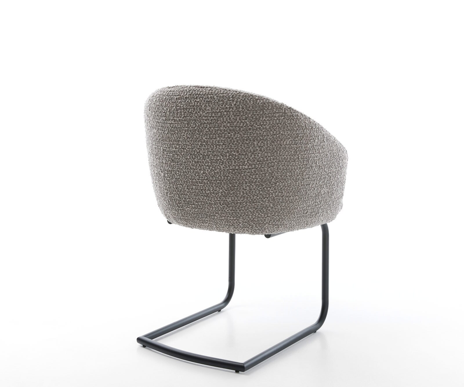 Cantilever Caja-Flex avec accoudoirs bouclé gris argenté pied cantilever rond noir ressorts ensachés 4
