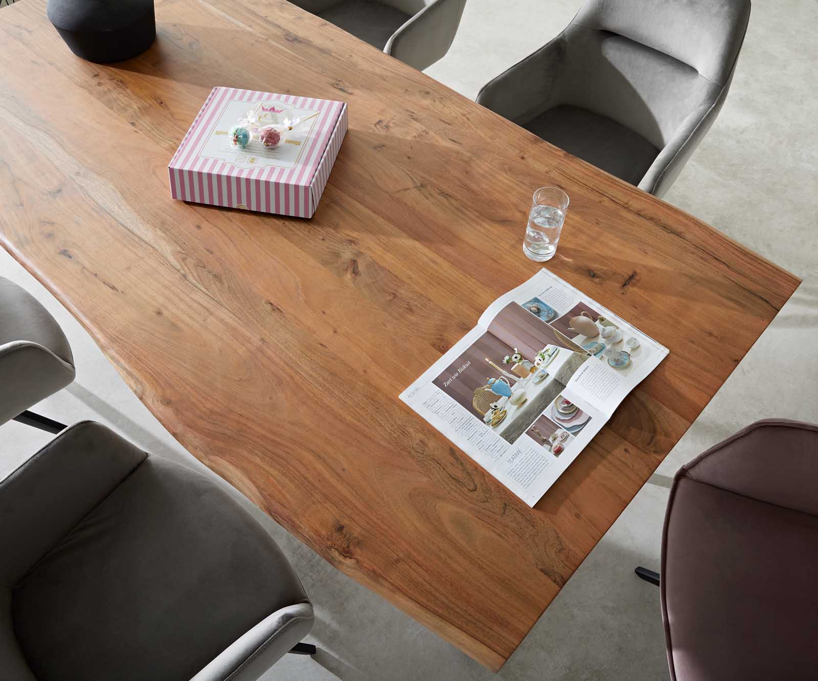 Table-à-manger Edge 180x90 XL acacia nature métal incliné Live-Edge 5