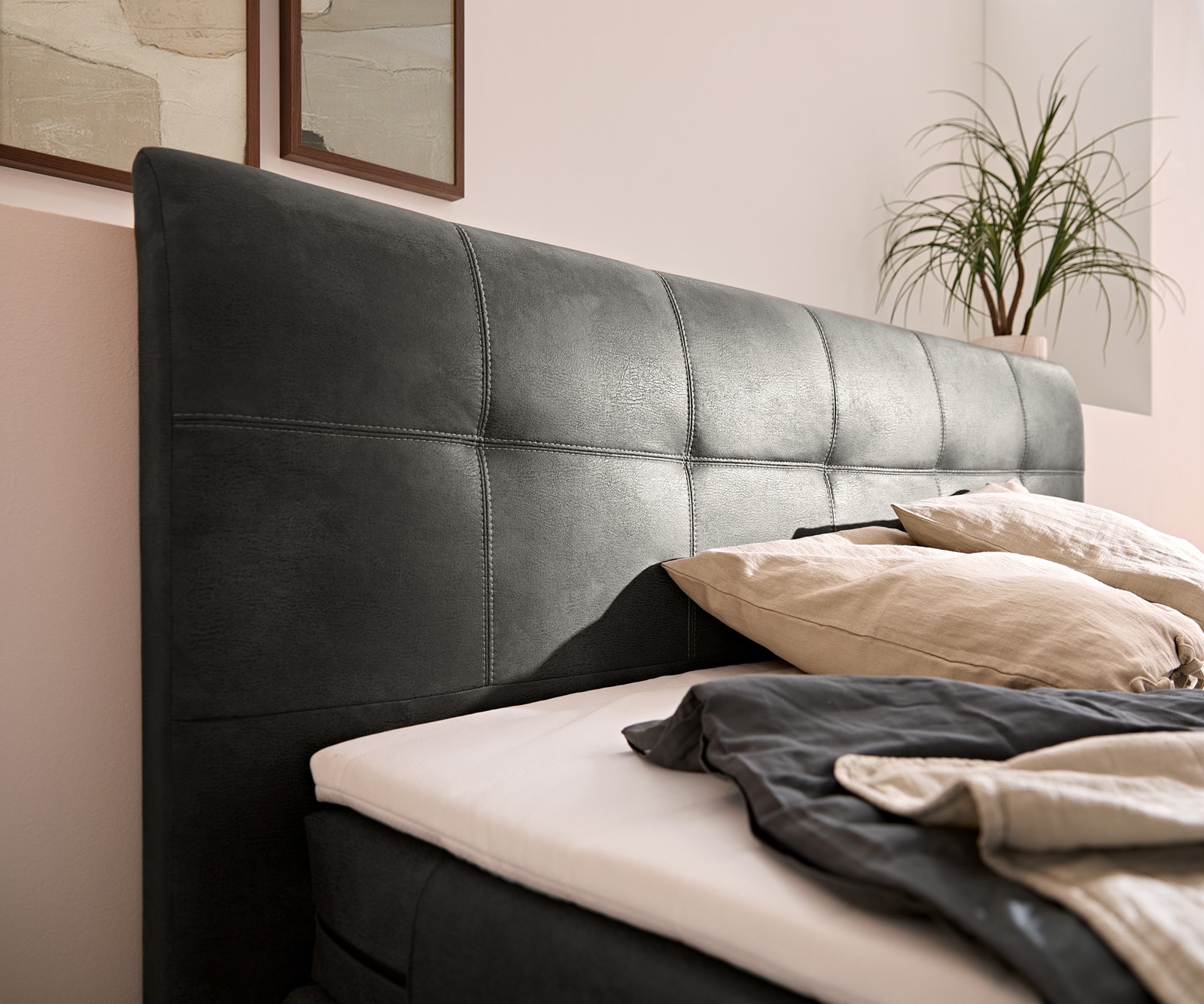 Lit-sommier-tapissier Amarillo 180x200 cm anthracite avec sur-matelas 5 Lit-sommier-tapissier Amarillo 180x200 cm anthracite avec sur-matelas 5