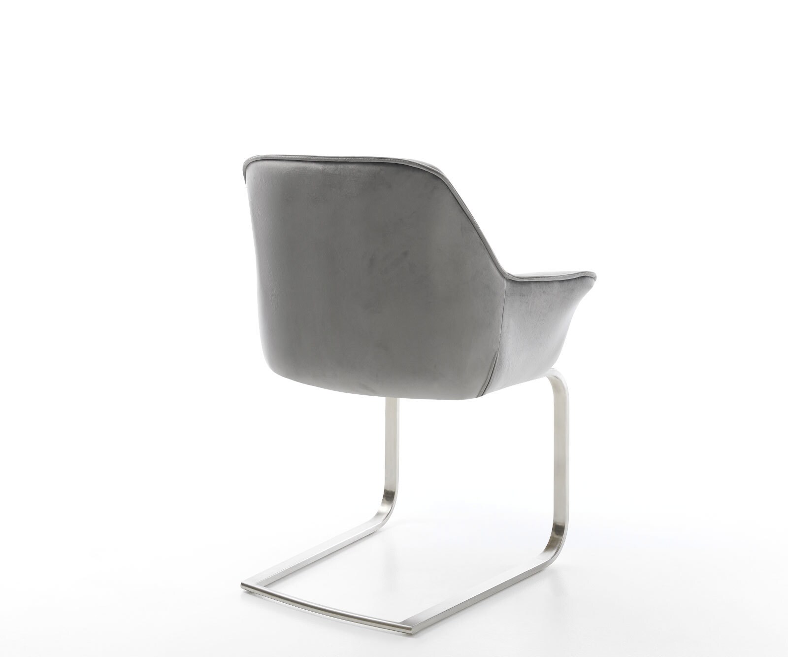 Cantilever Keila-Flex avec accoudoirs velours gris pied cantilever plat acier inoxydable brossé 5