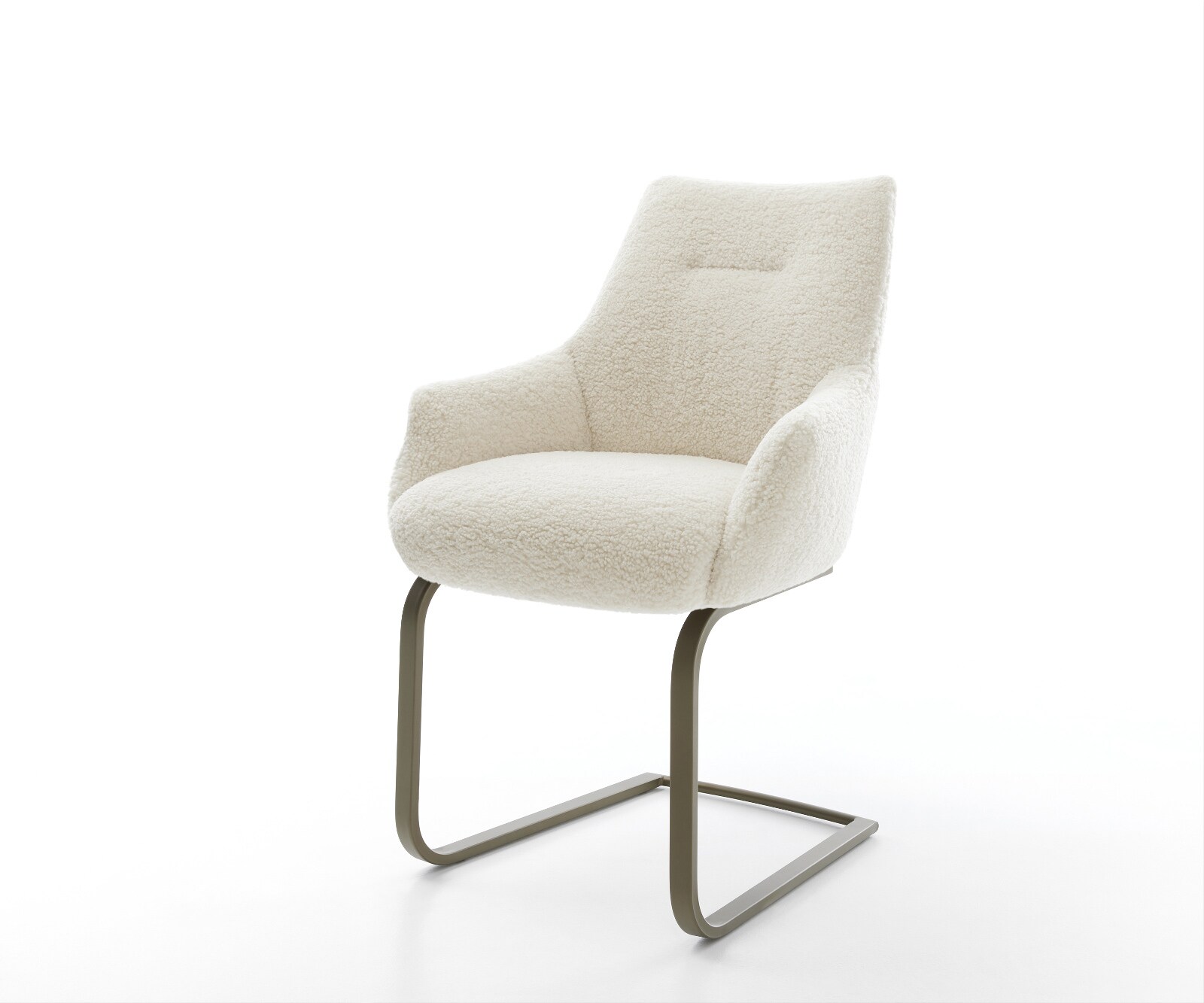 Cantilever Alja-Flex avec accoudoirs tissu teddy beige pied cantilever plat aspect titane resorts ensachés 1