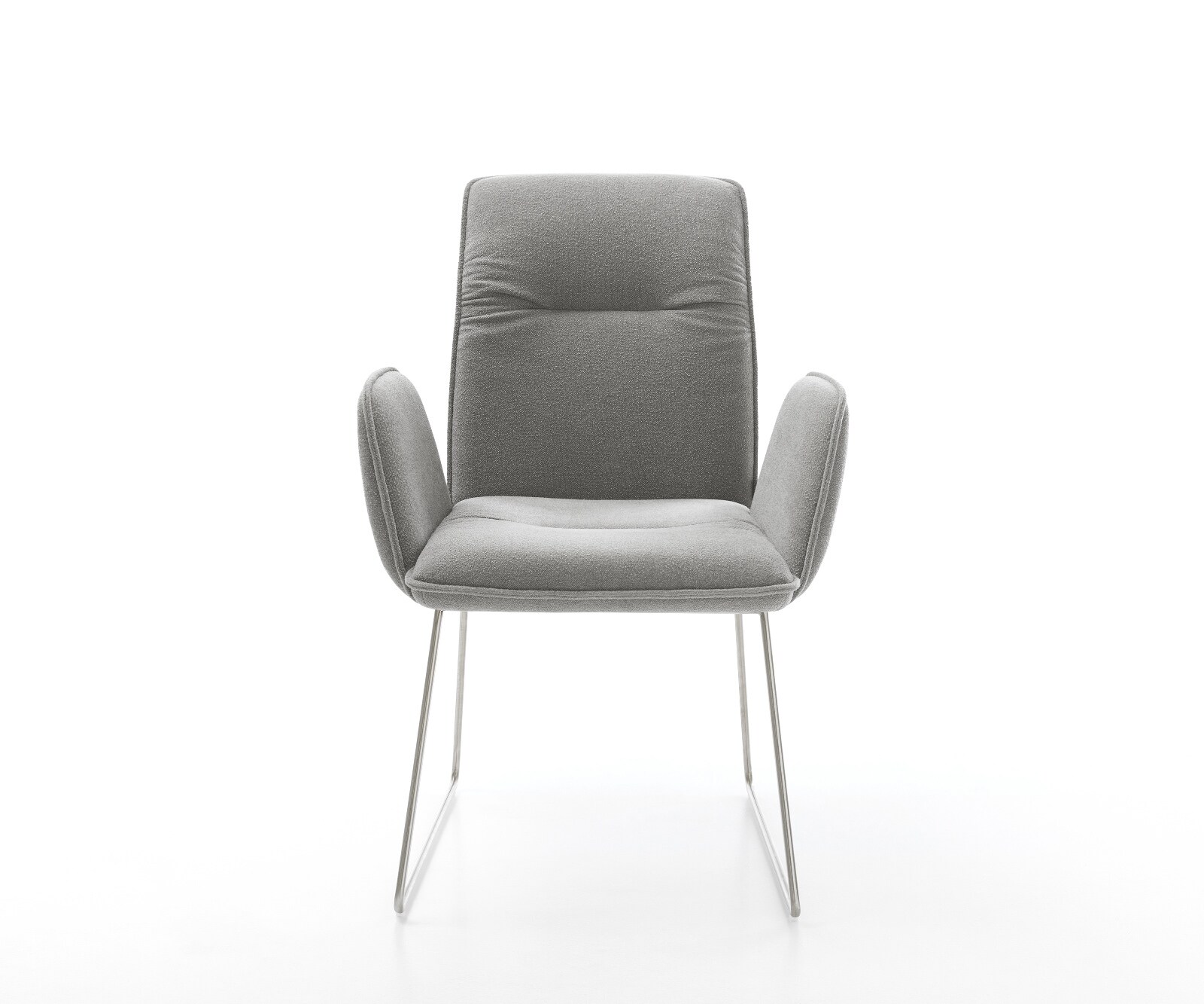 Chaise-de-salle-à-manger Vinja-Flex tissu structuré doux gris pied trapèze acier inoxydable 2