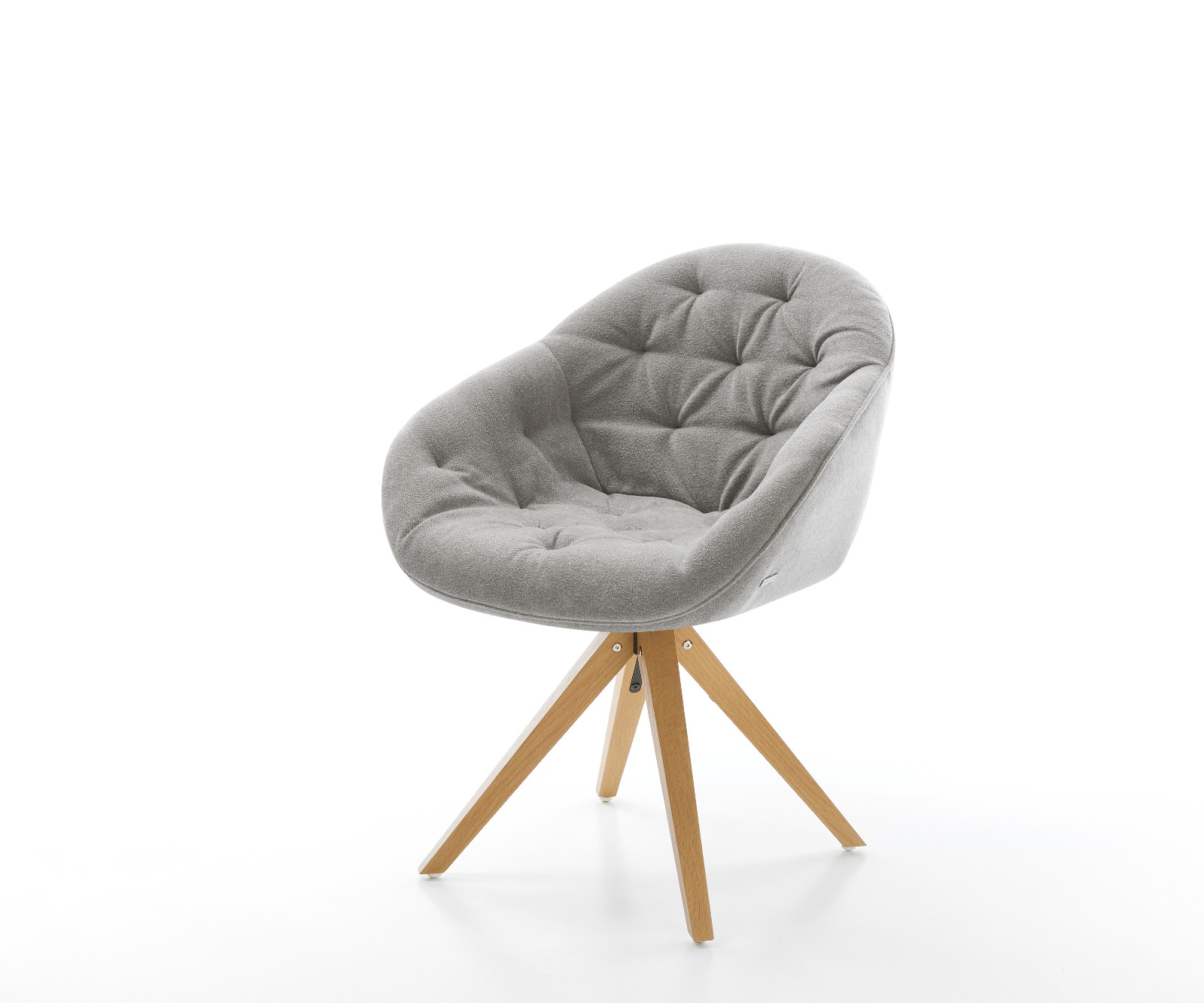 Chaise-pivotante Gaio-Flex tissu structuré doux gris pied en bois angulaire naturel pivotement sur 180° 1
