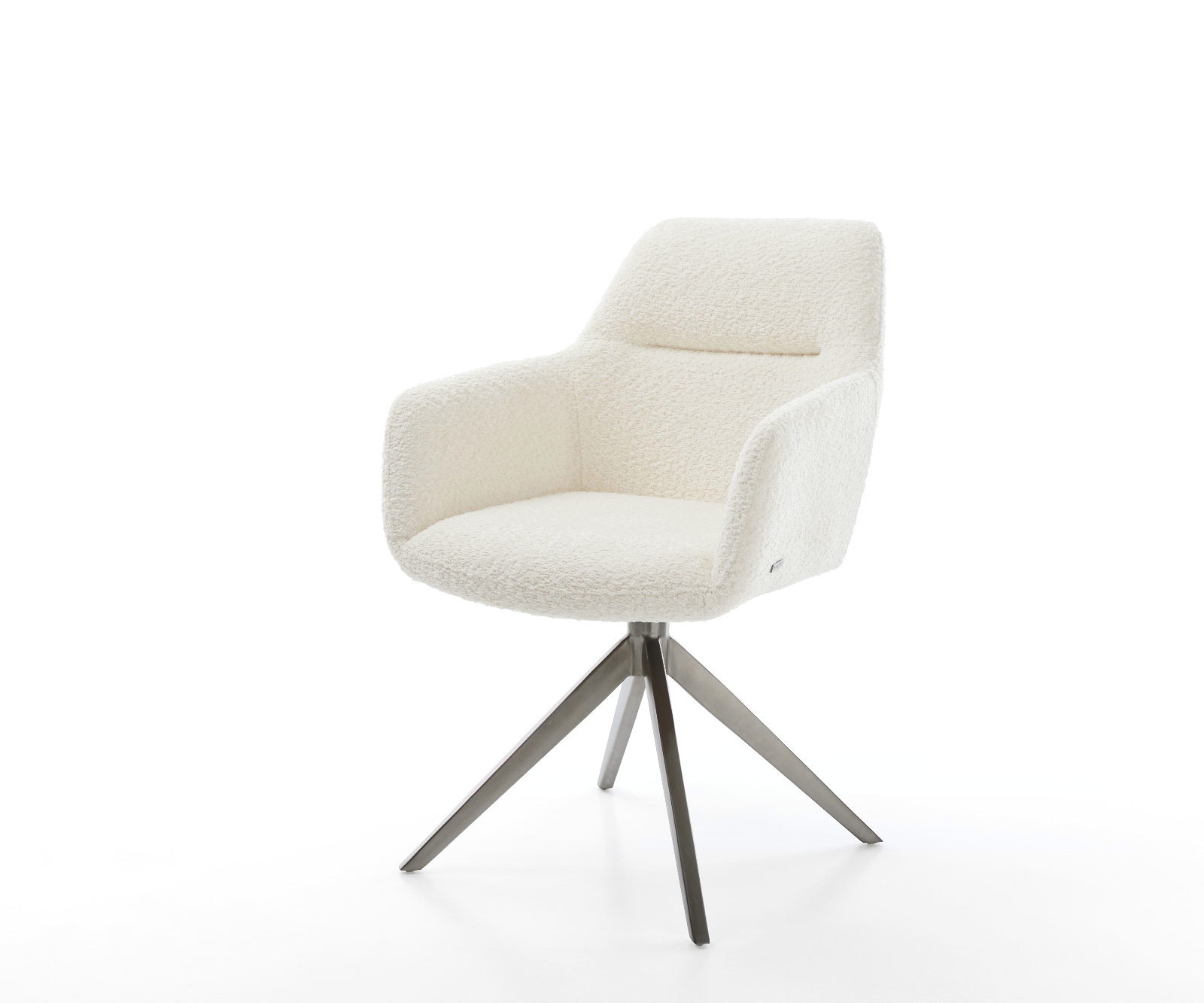 Chaise-pivotante Pejo-Flex bouclé blanc pied croisé large grafiete pivotement sur 360° fonction bascule ressorts ensachés