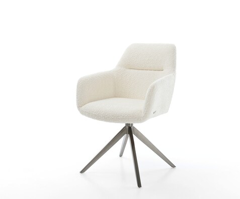 Chaise-pivotante Pejo-Flex bouclé blanc pied croisé large grafiete pivotement sur 360° fonction bascule ressorts ensachés