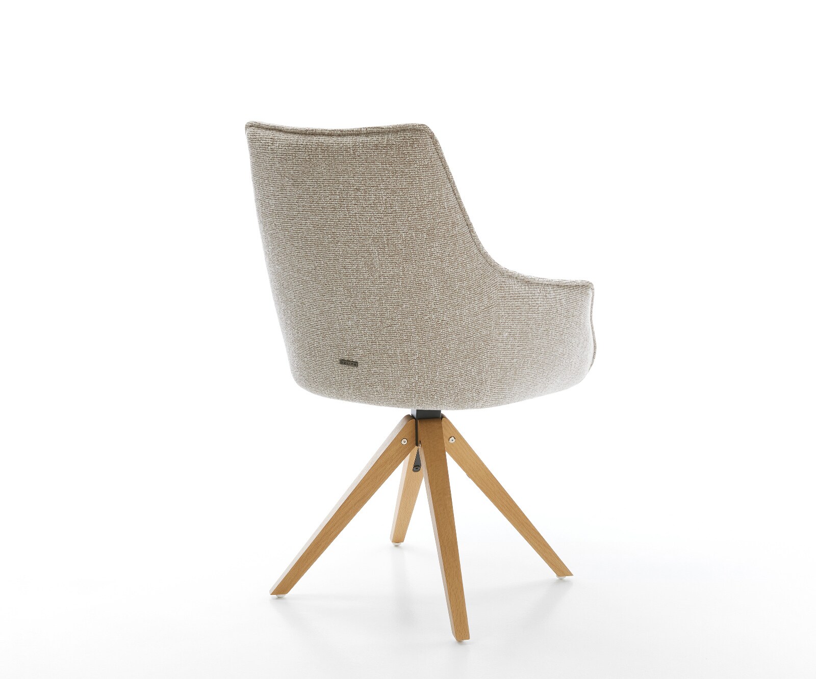 Chaise-pivotante Alja-Flex avec accoudoirs tissu tissé doux beige pied en bois angulaire naturel pivotement sur 180° resorts ensachés 4