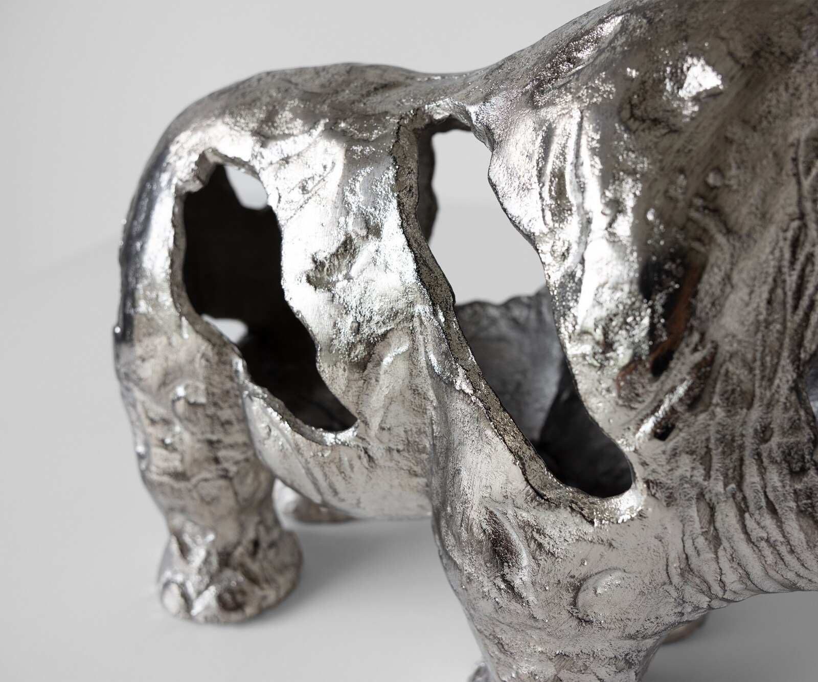 Figurine Rinoro l53 x P19 x H30 cm Aluminium Platin Faite main 6
