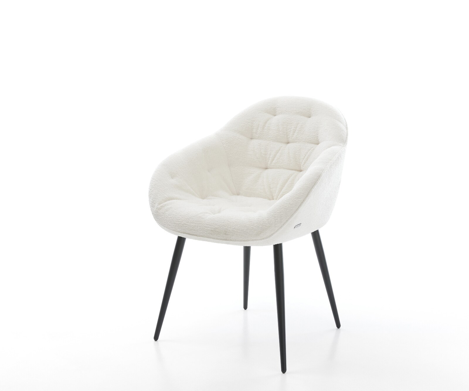 Chaise-de-salle-à-manger Gaio-Flex bouclé doux beige 4 pieds coniques noir 1